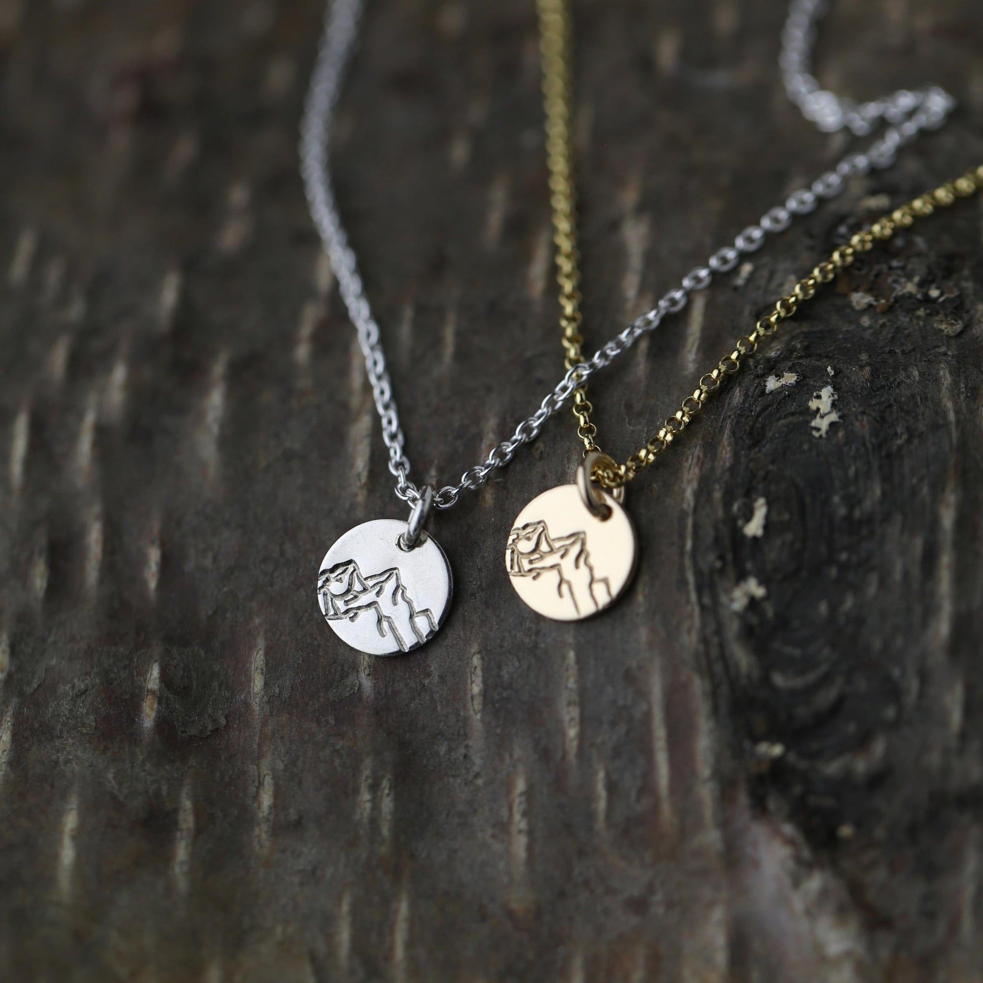 Mini Hand Stamped Mountain Necklace jewelry handmade by Burnish