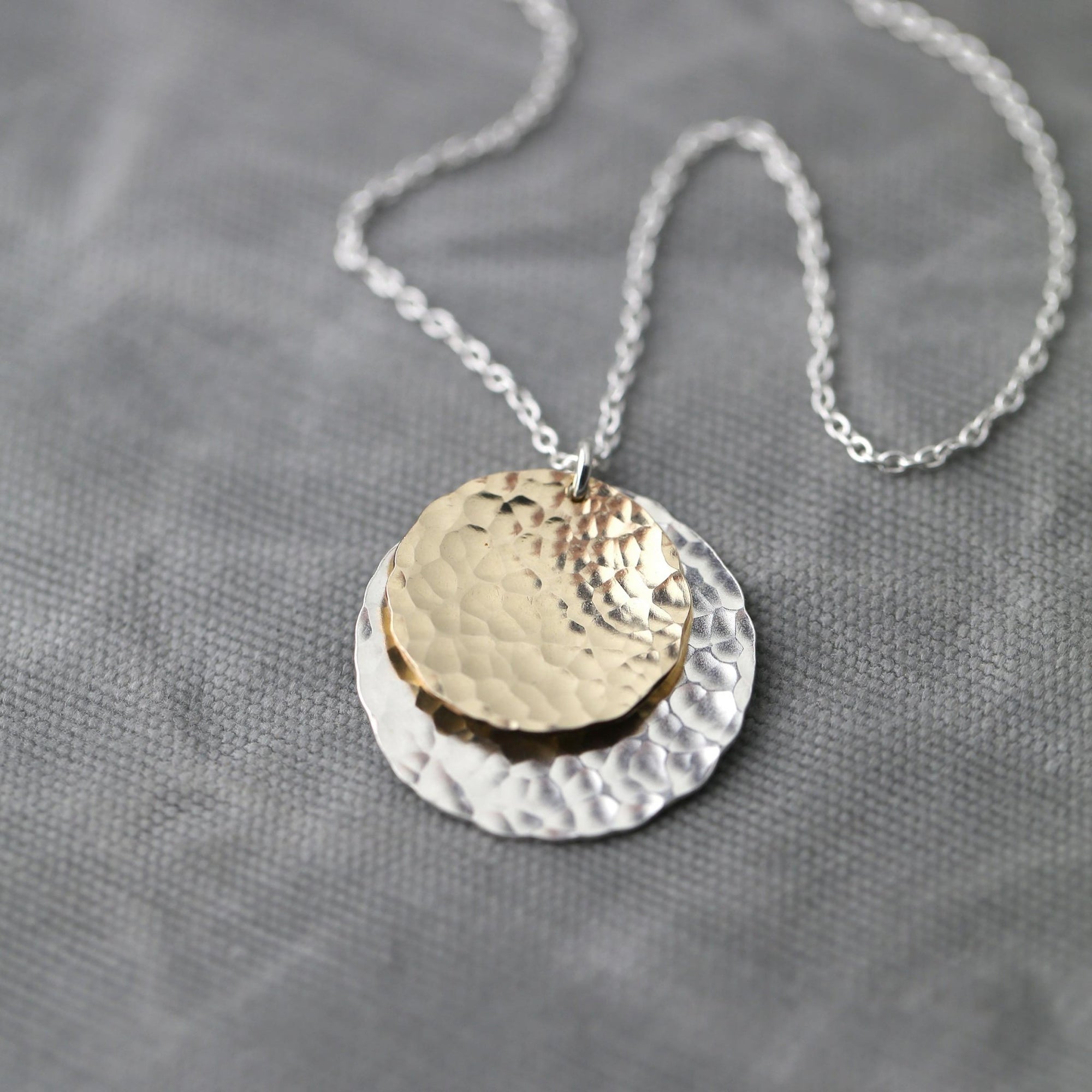 Mixed Metal Double Disc Necklace jewelry handmade by Burnish