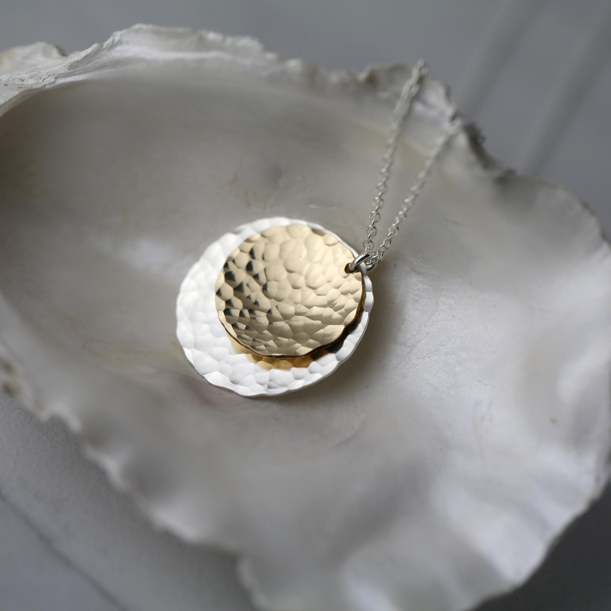 Mixed Metal Double Disc Necklace jewelry handmade by Burnish