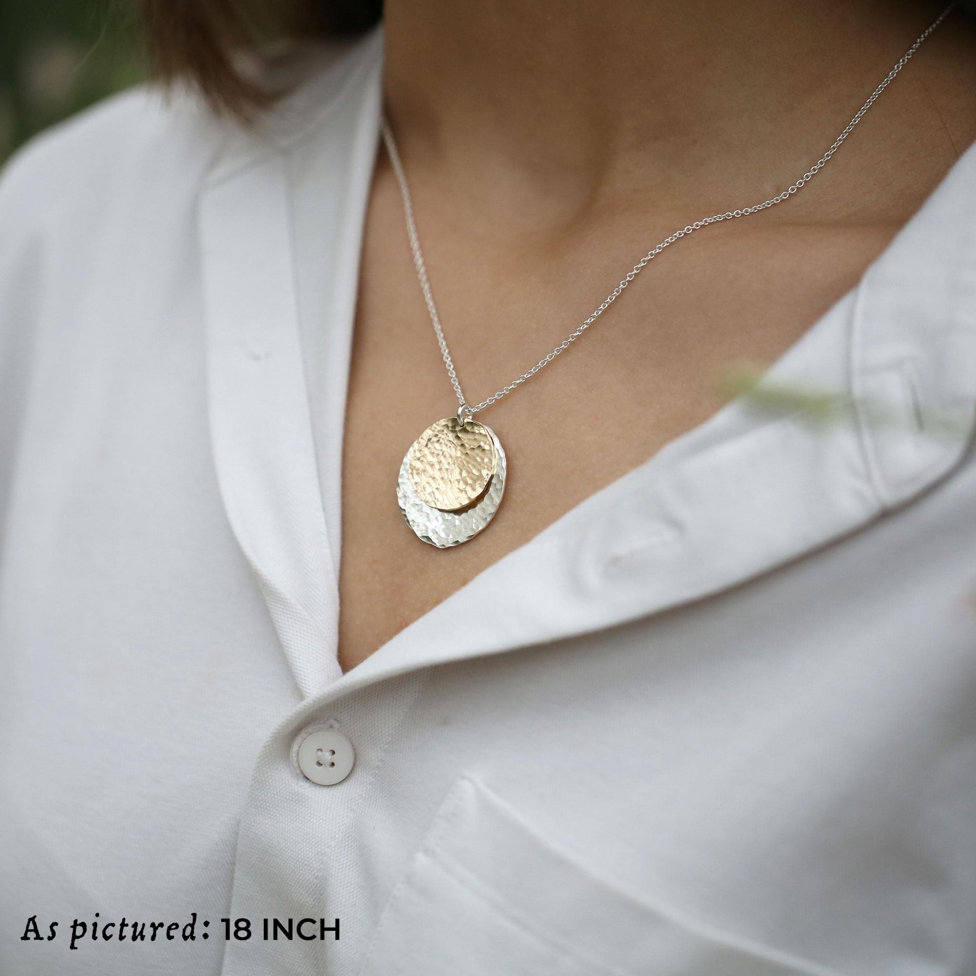 Mixed Metal Double Disc Necklace jewelry handmade by Burnish