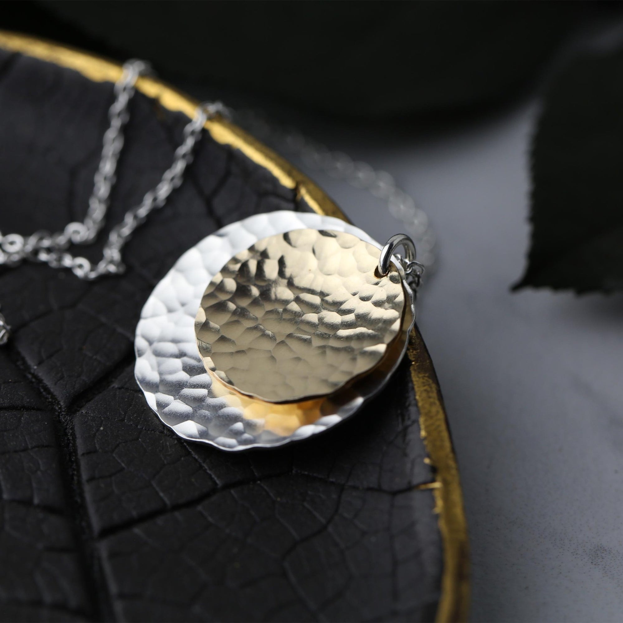 Mixed Metal Double Disc Necklace jewelry handmade by Burnish