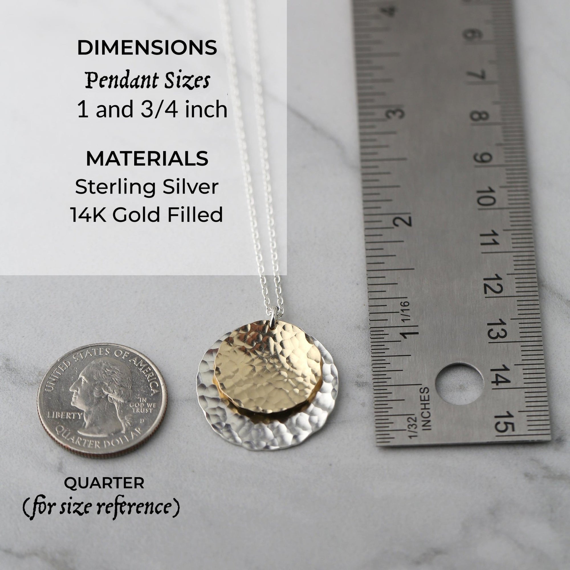 Mixed Metal Double Disc Necklace jewelry handmade by Burnish