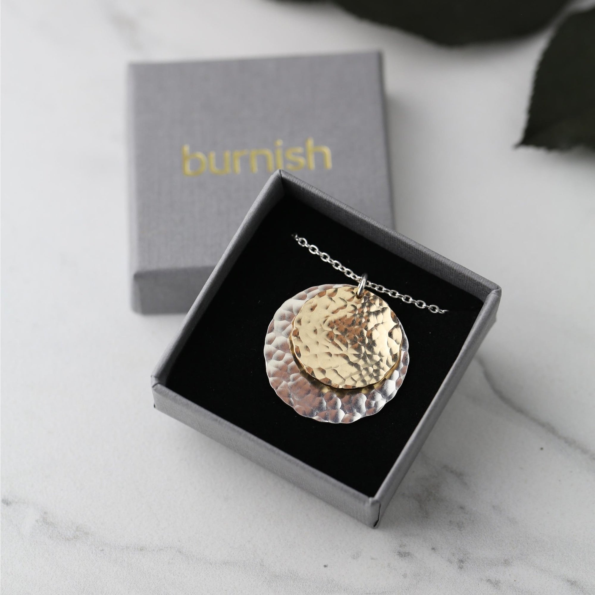 Mixed Metal Double Disc Necklace jewelry handmade by Burnish