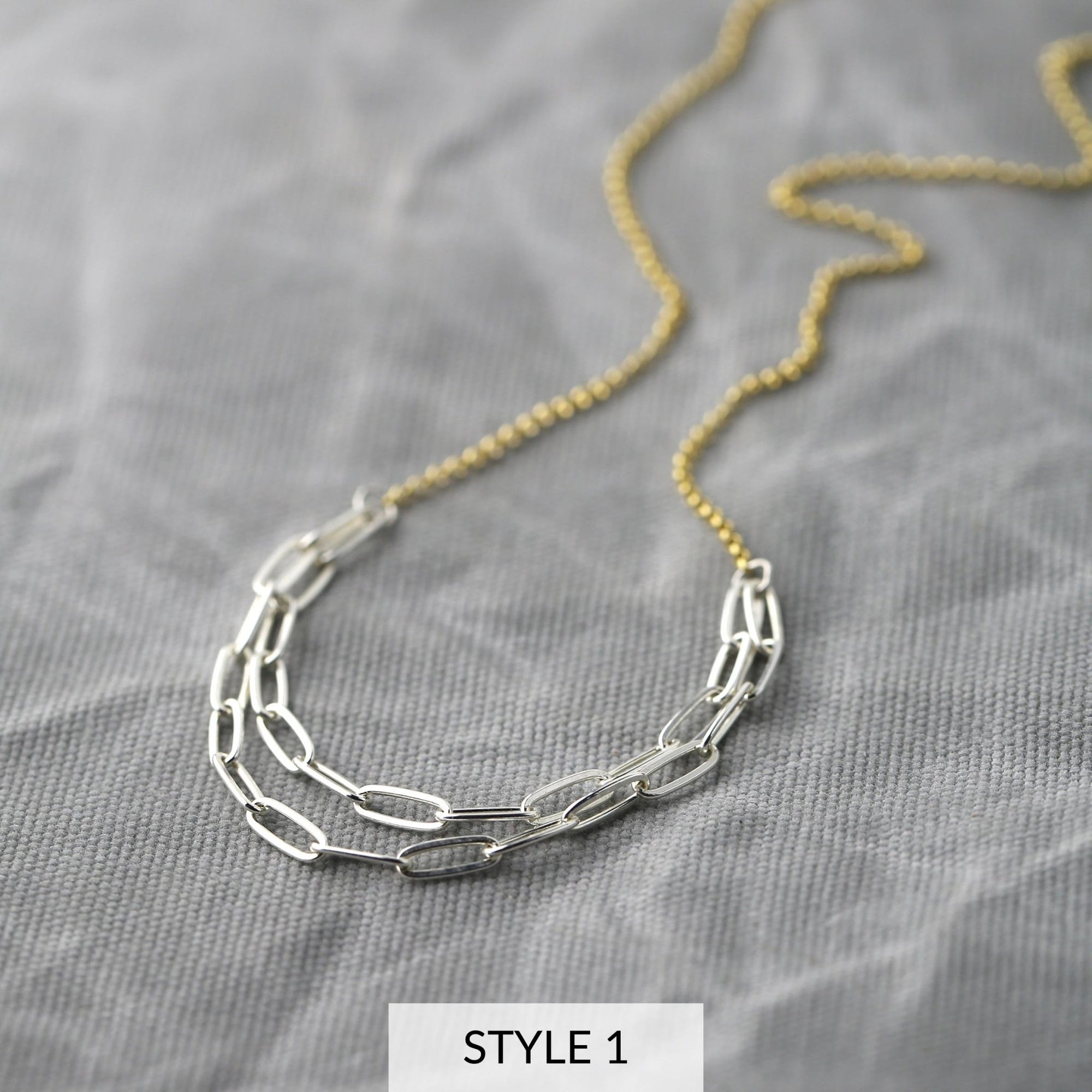 Mixed Metal Layered Chain Necklace jewelry handmade by Burnish