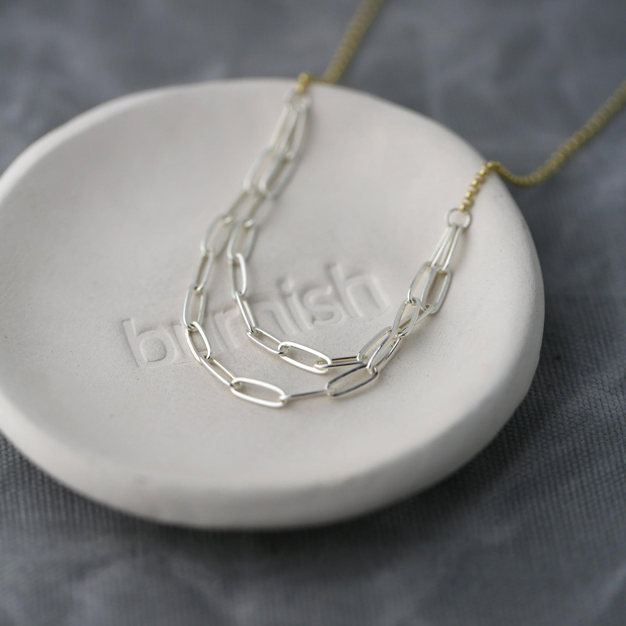 Mixed Metal Layered Chain Necklace jewelry handmade by Burnish