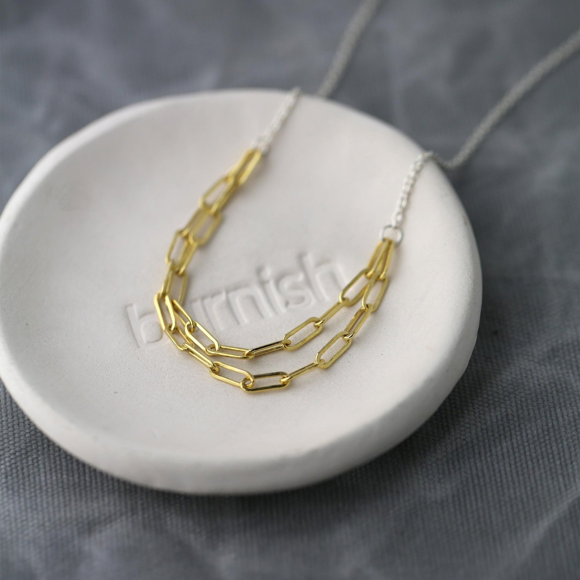 Mixed Metal Layered Chain Necklace jewelry handmade by Burnish