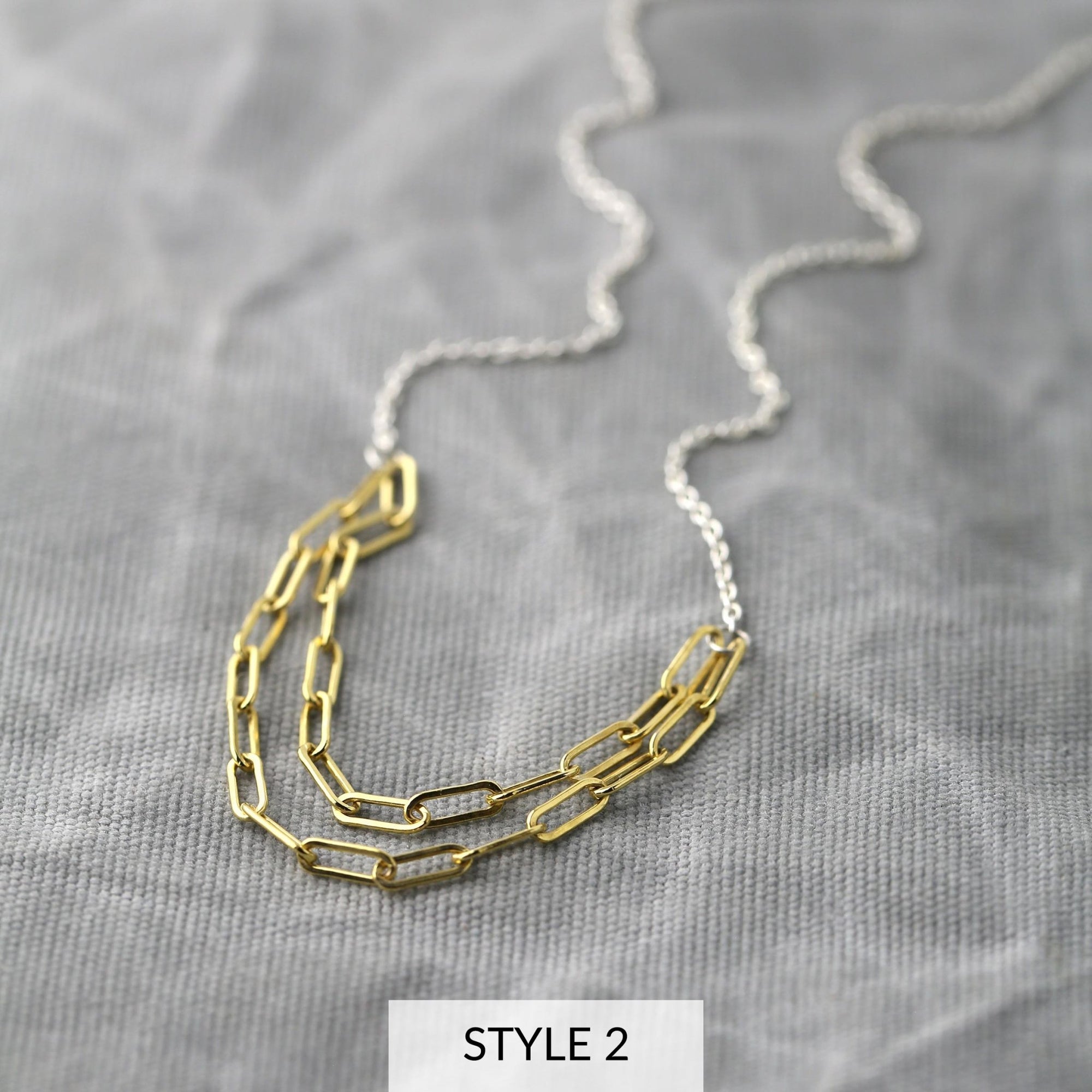 Mixed Metal Layered Chain Necklace jewelry handmade by Burnish