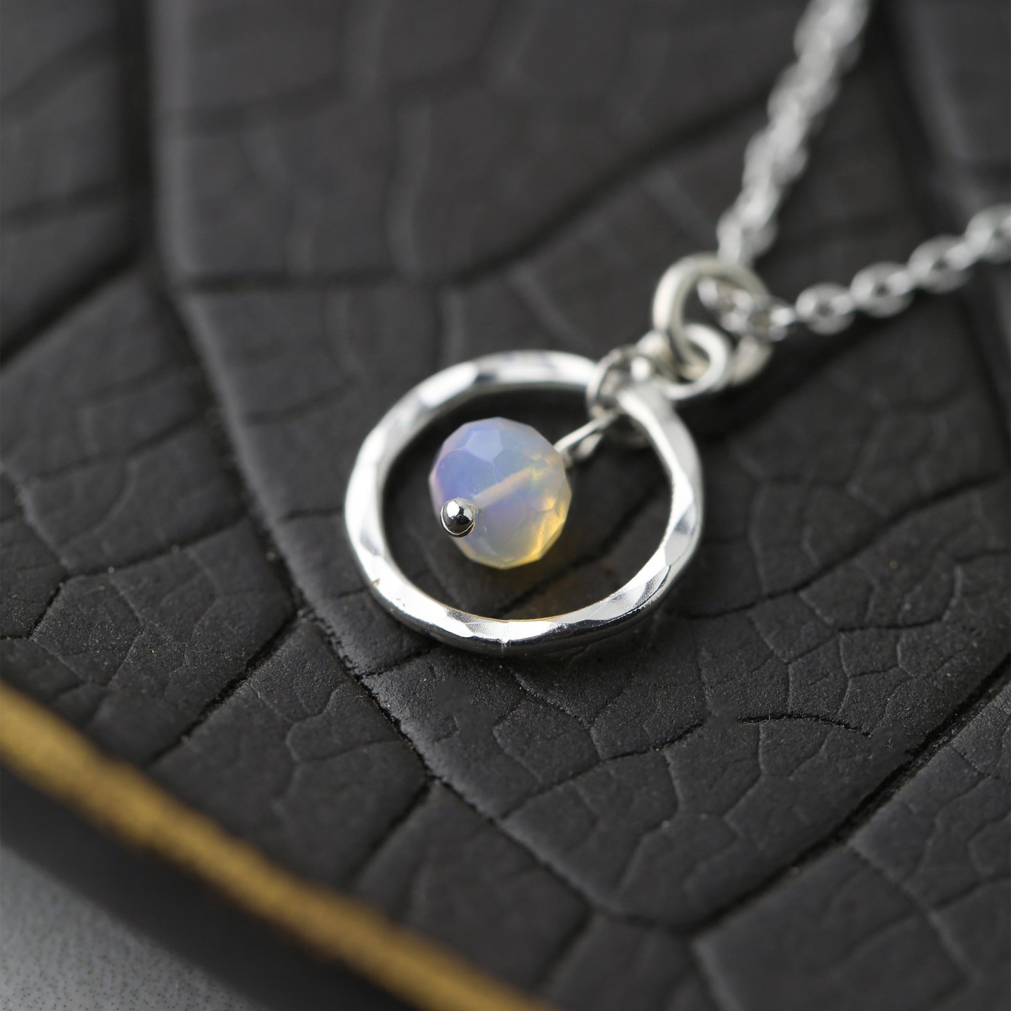 Opal Circle Necklace jewelry handmade by Burnish