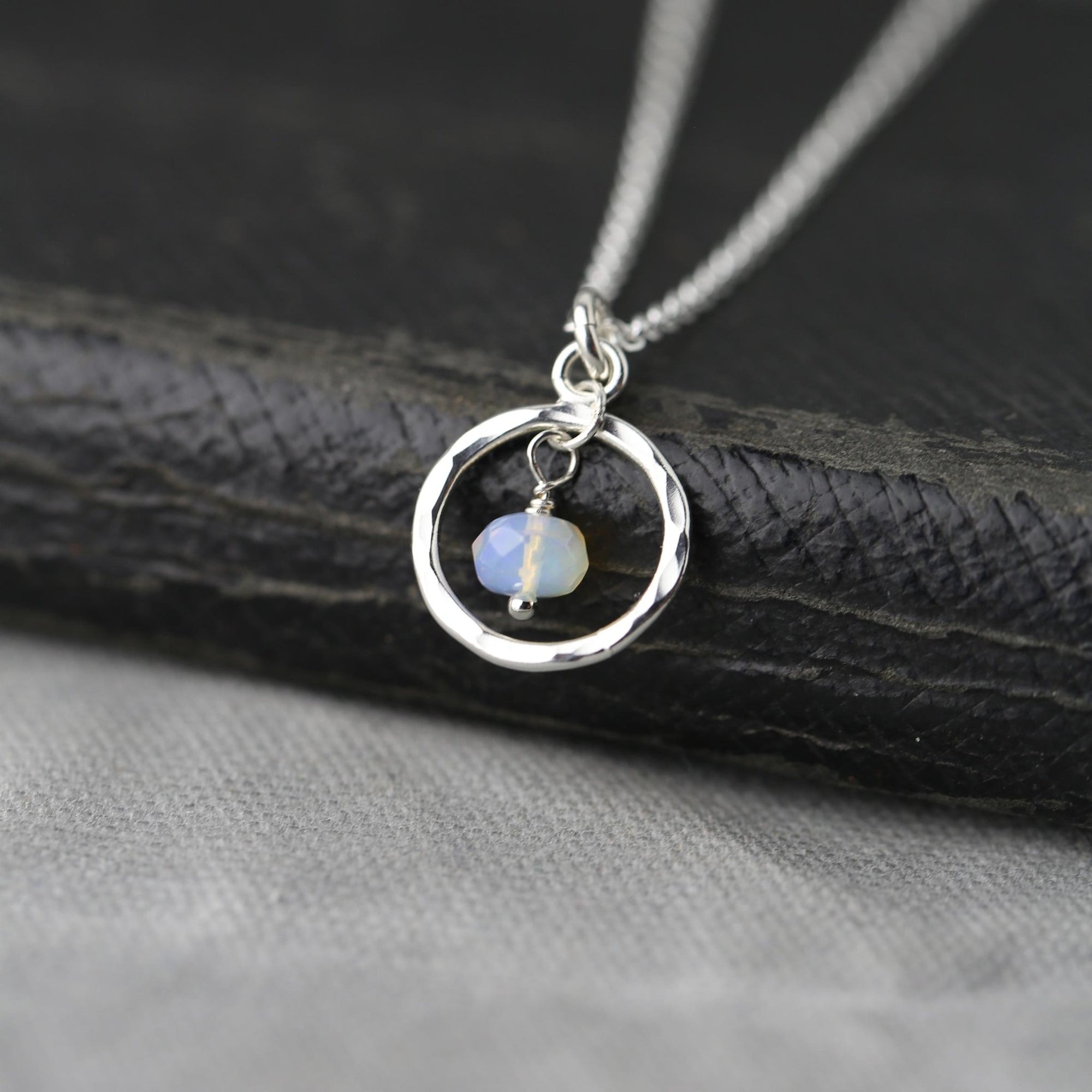 Opal Circle Necklace jewelry handmade by Burnish
