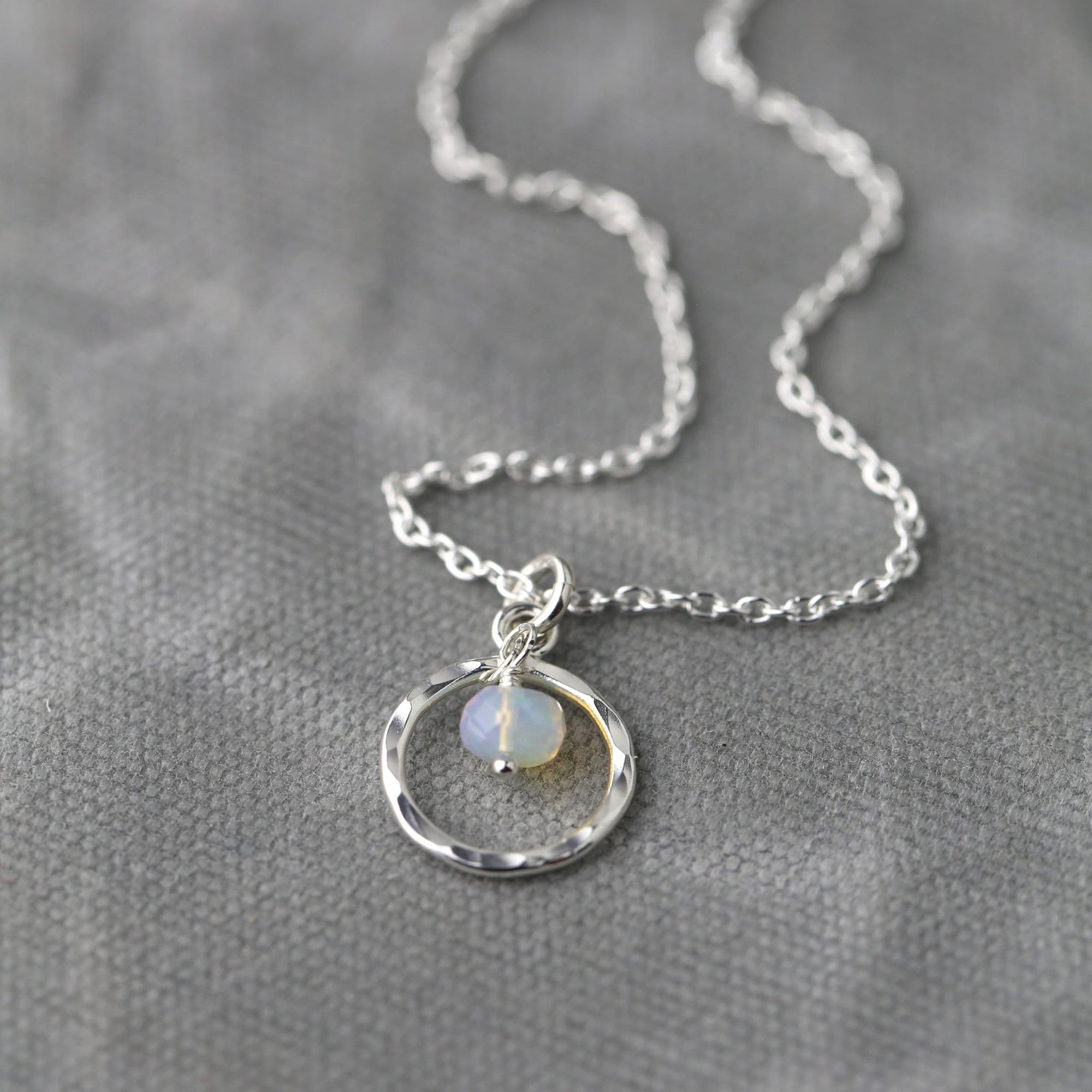 Opal Circle Necklace jewelry handmade by Burnish