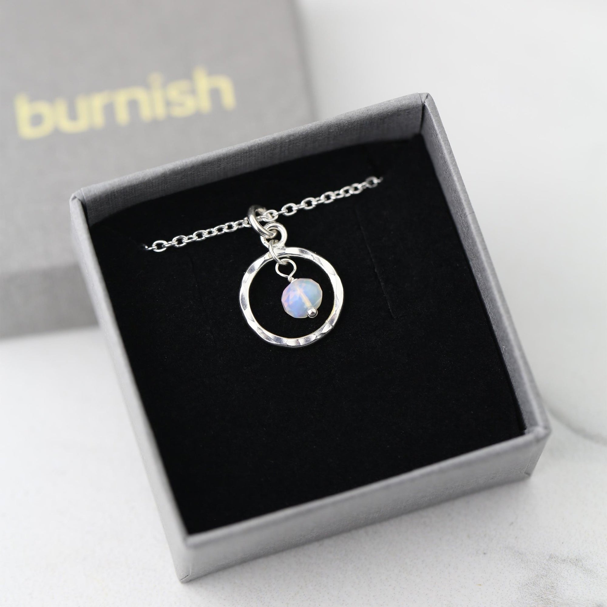 Opal Circle Necklace jewelry handmade by Burnish