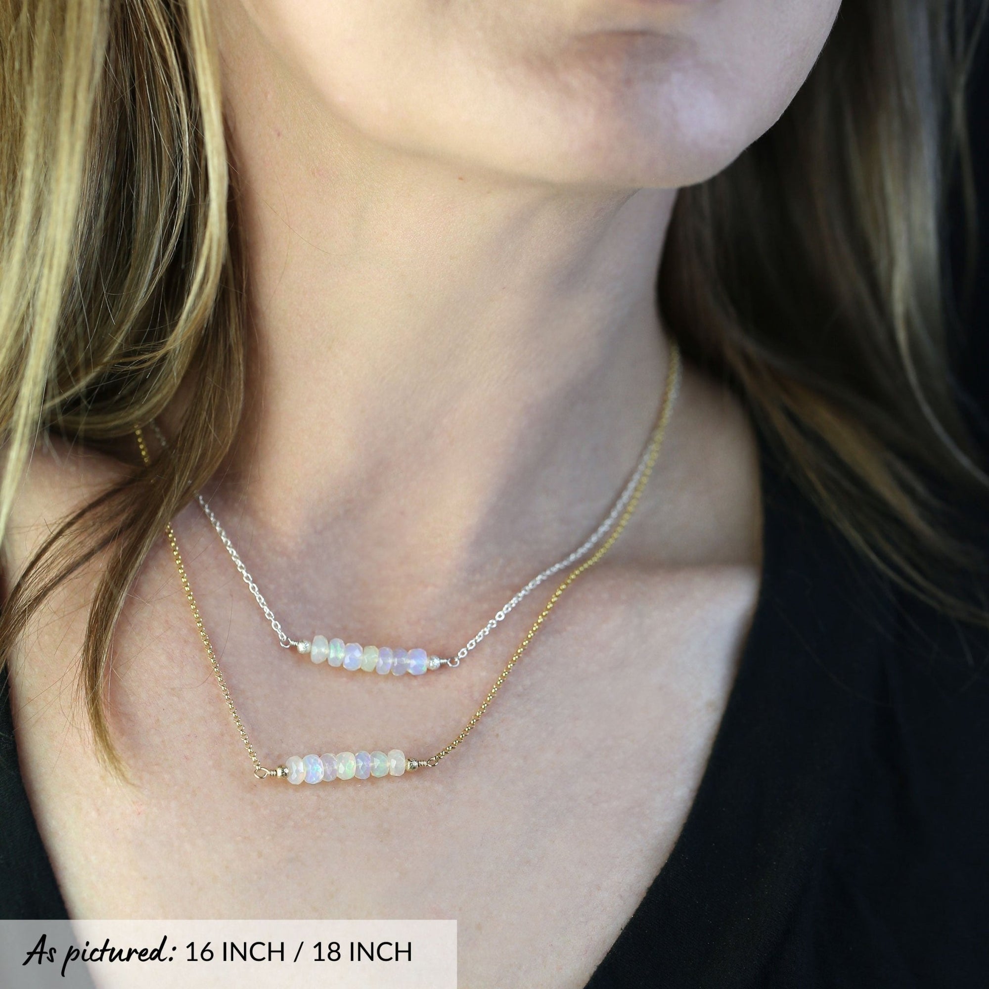 Opal Gemstone Bar Necklace jewelry handmade by Burnish
