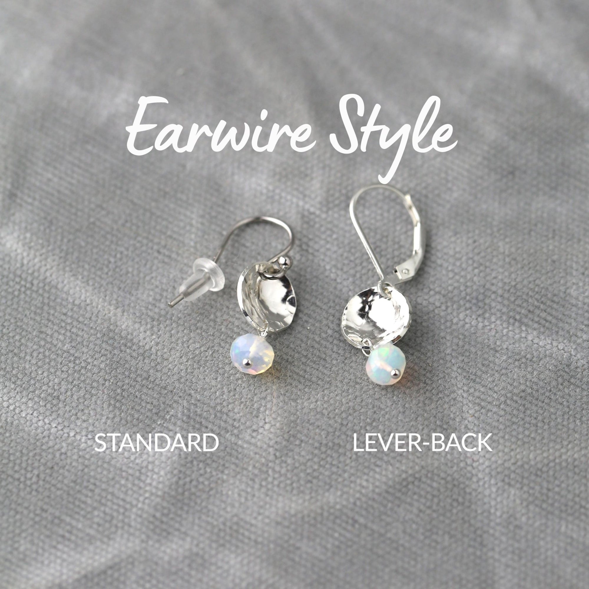 Opal Mini Silver Disc Earrings jewelry handmade by Burnish