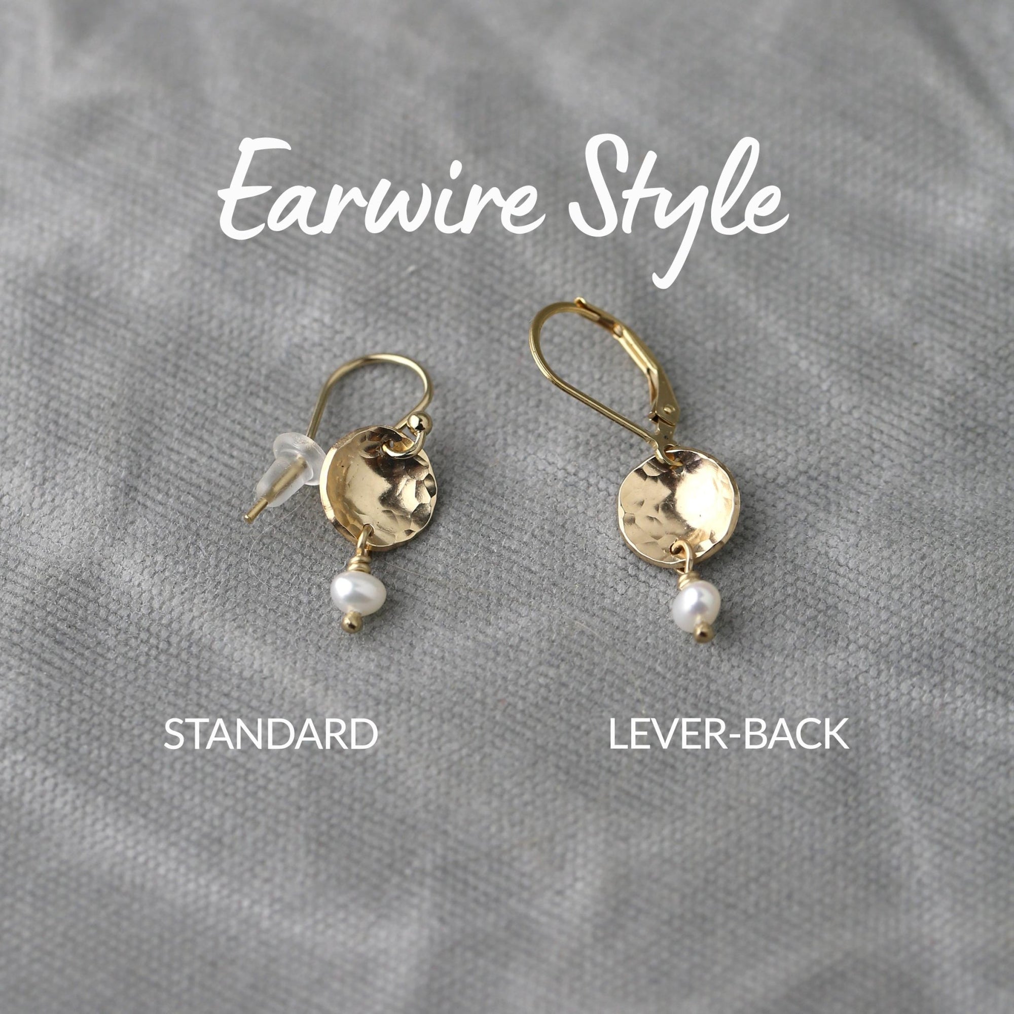 Petite Gold Disc Pearl Earrings jewelry handmade by Burnish