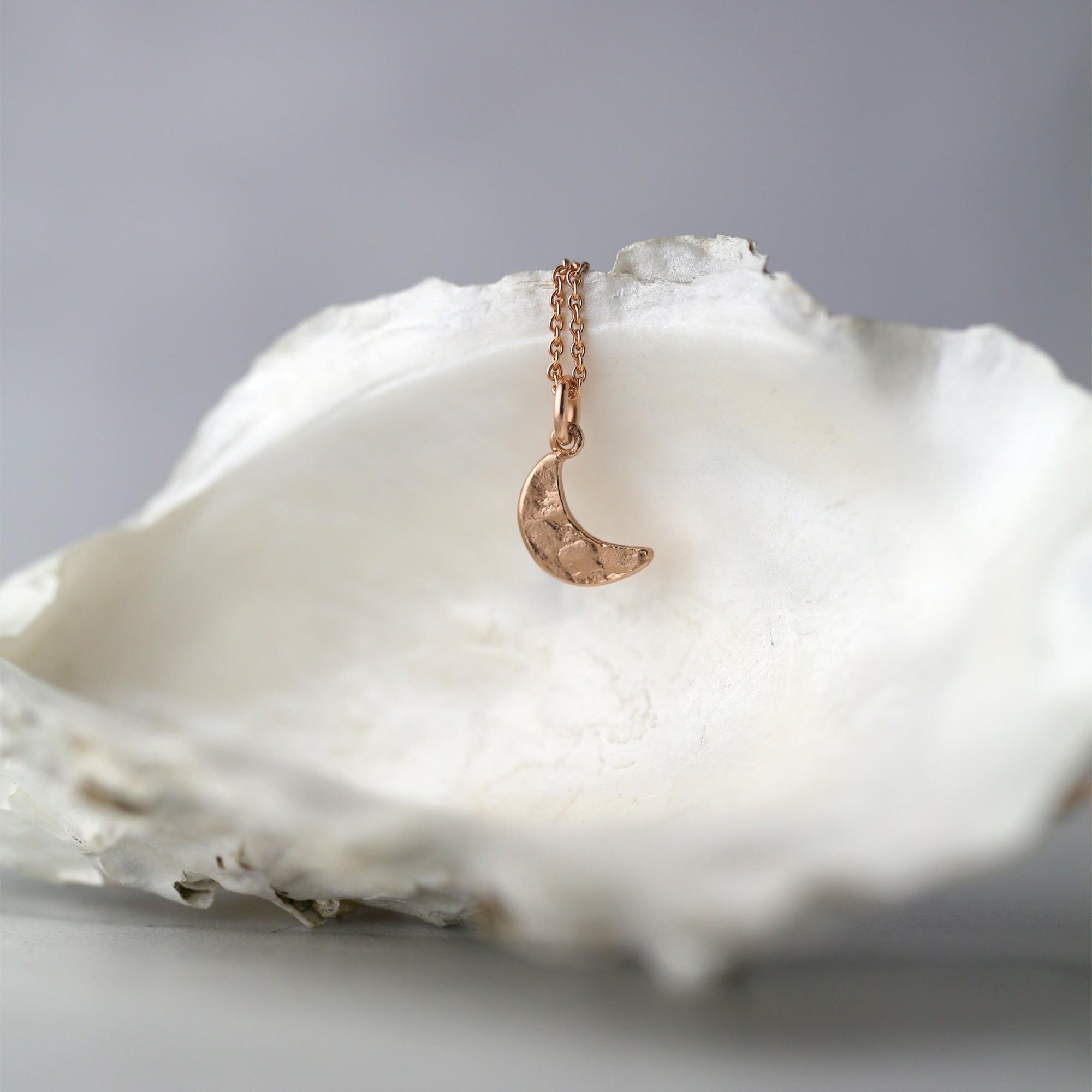 Rose Gold Crescent Moon Necklace jewelry handmade by Burnish