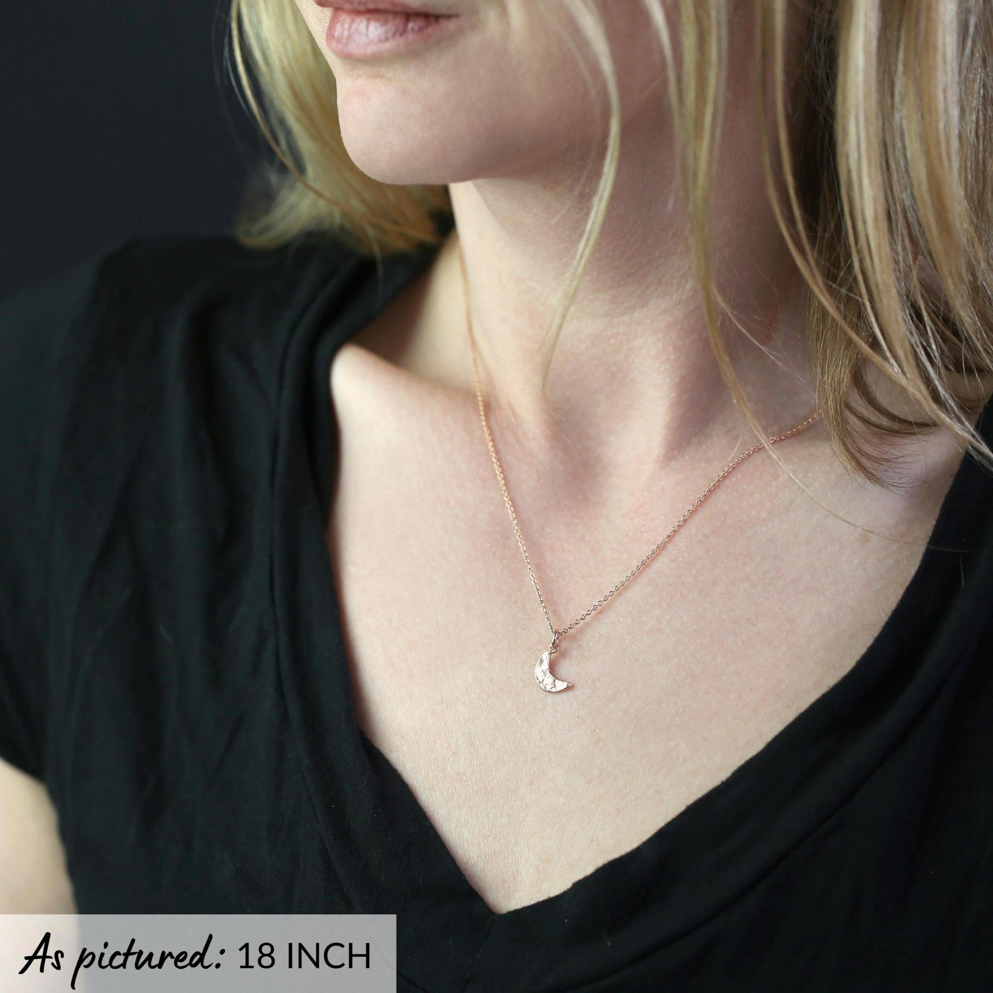 Rose Gold Crescent Moon Necklace jewelry handmade by Burnish
