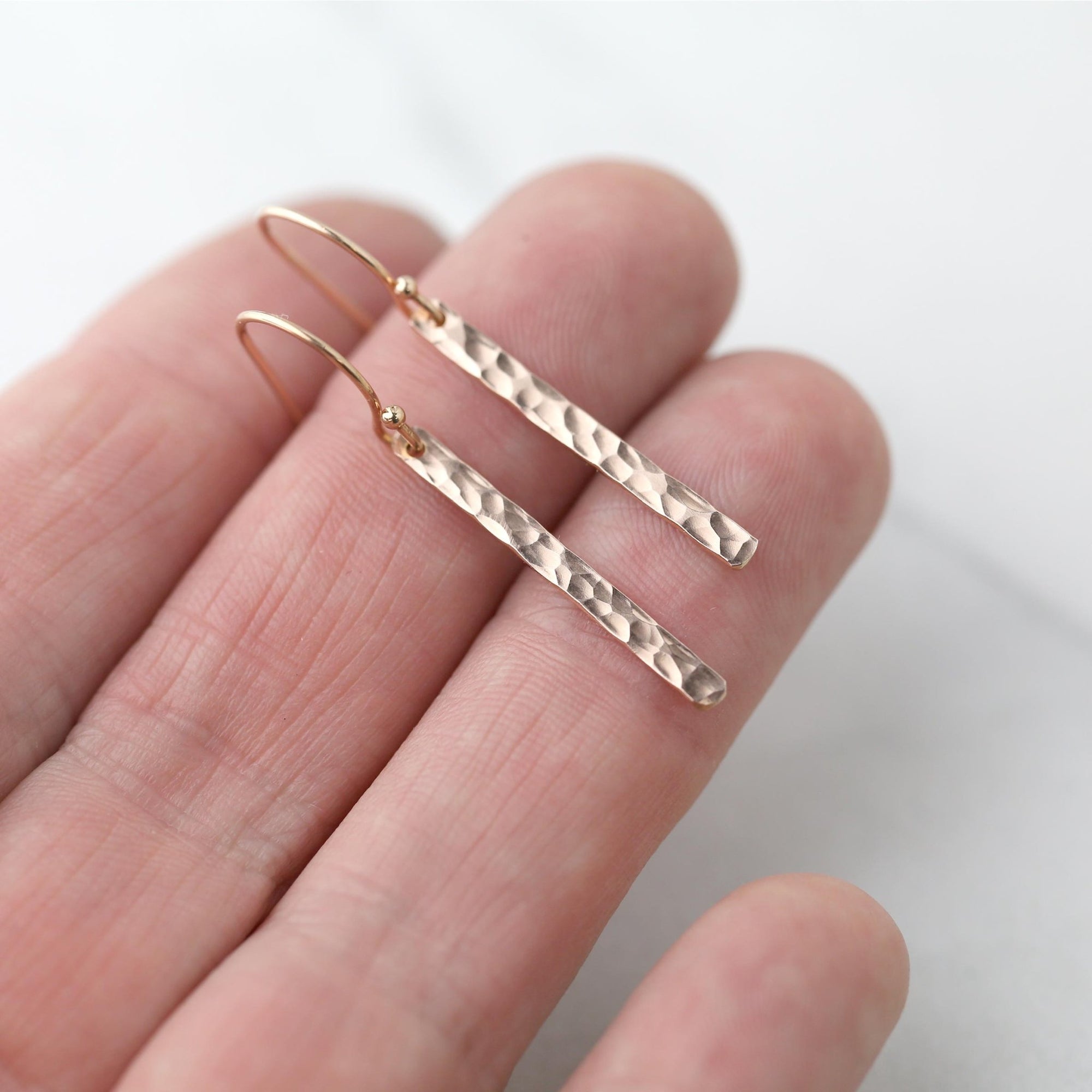 Rose Gold Slim Bar Earrings - Limited Release jewelry handmade by Burnish