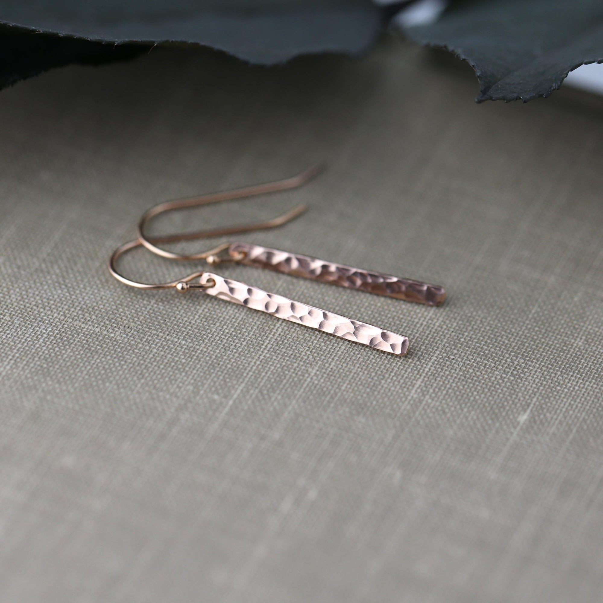 Rose Gold Slim Bar Earrings - Limited Release jewelry handmade by Burnish