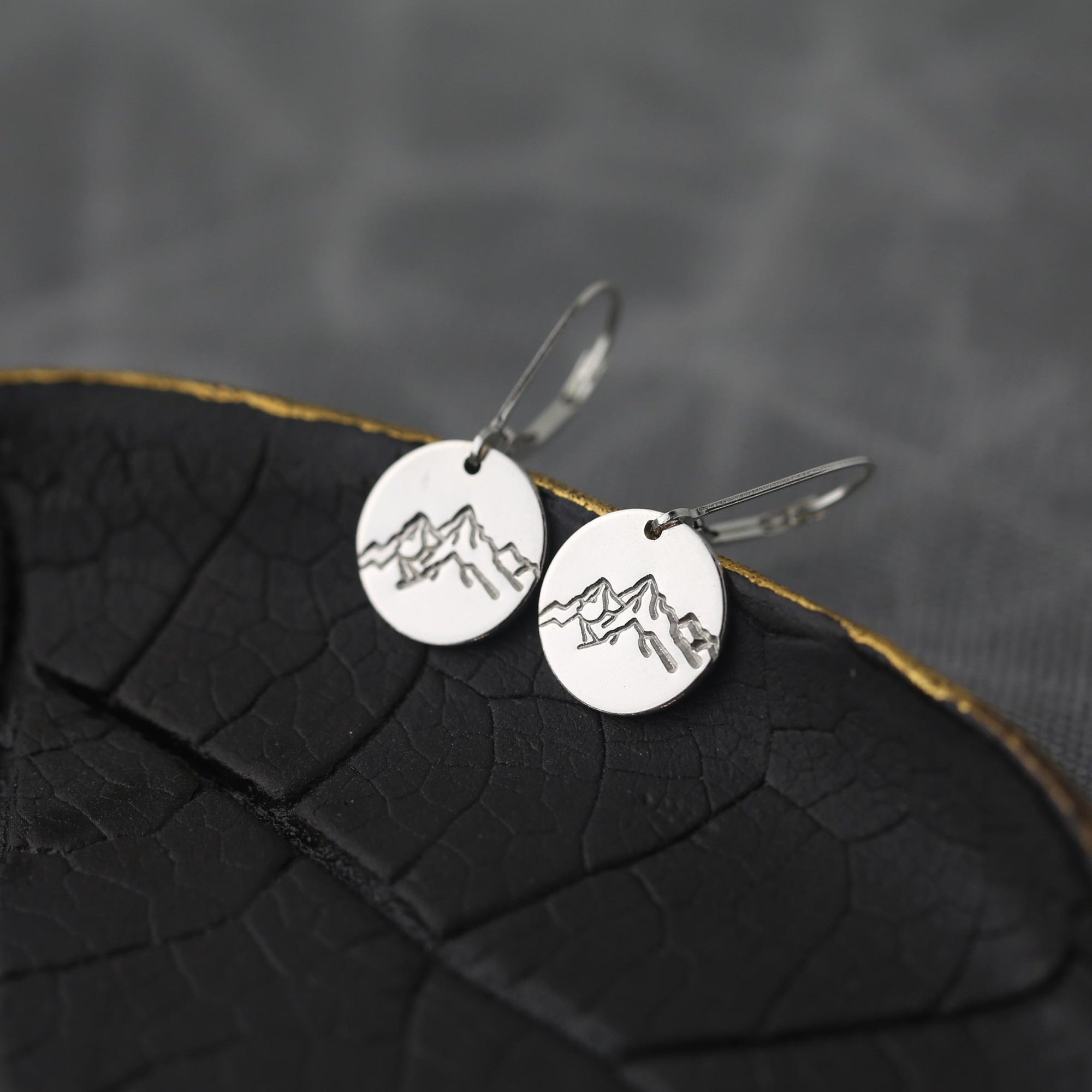Silver Detailed Mountain Earrings jewelry handmade by Burnish