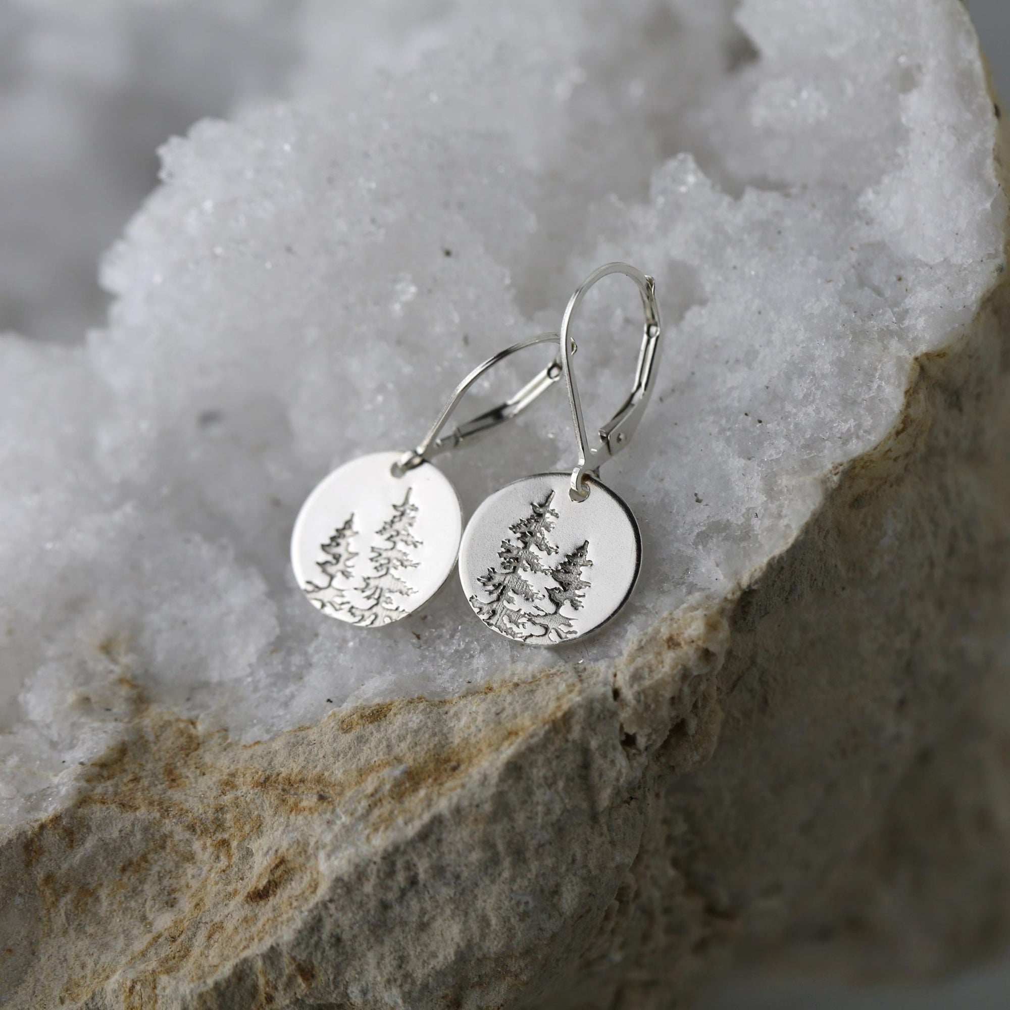 Silver Forest Medium Disc Earrings jewelry handmade by Burnish