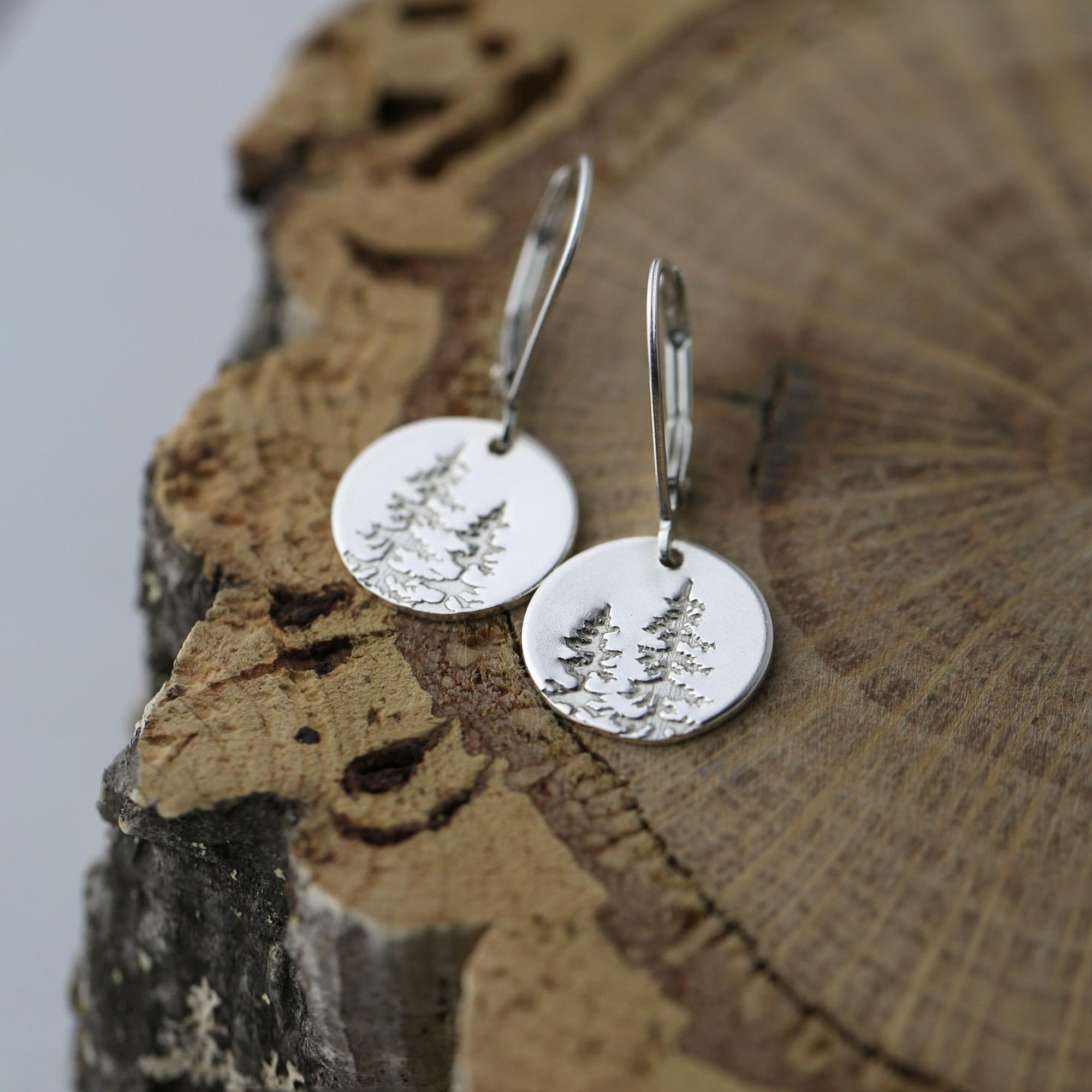 Silver Forest Medium Disc Earrings jewelry handmade by Burnish