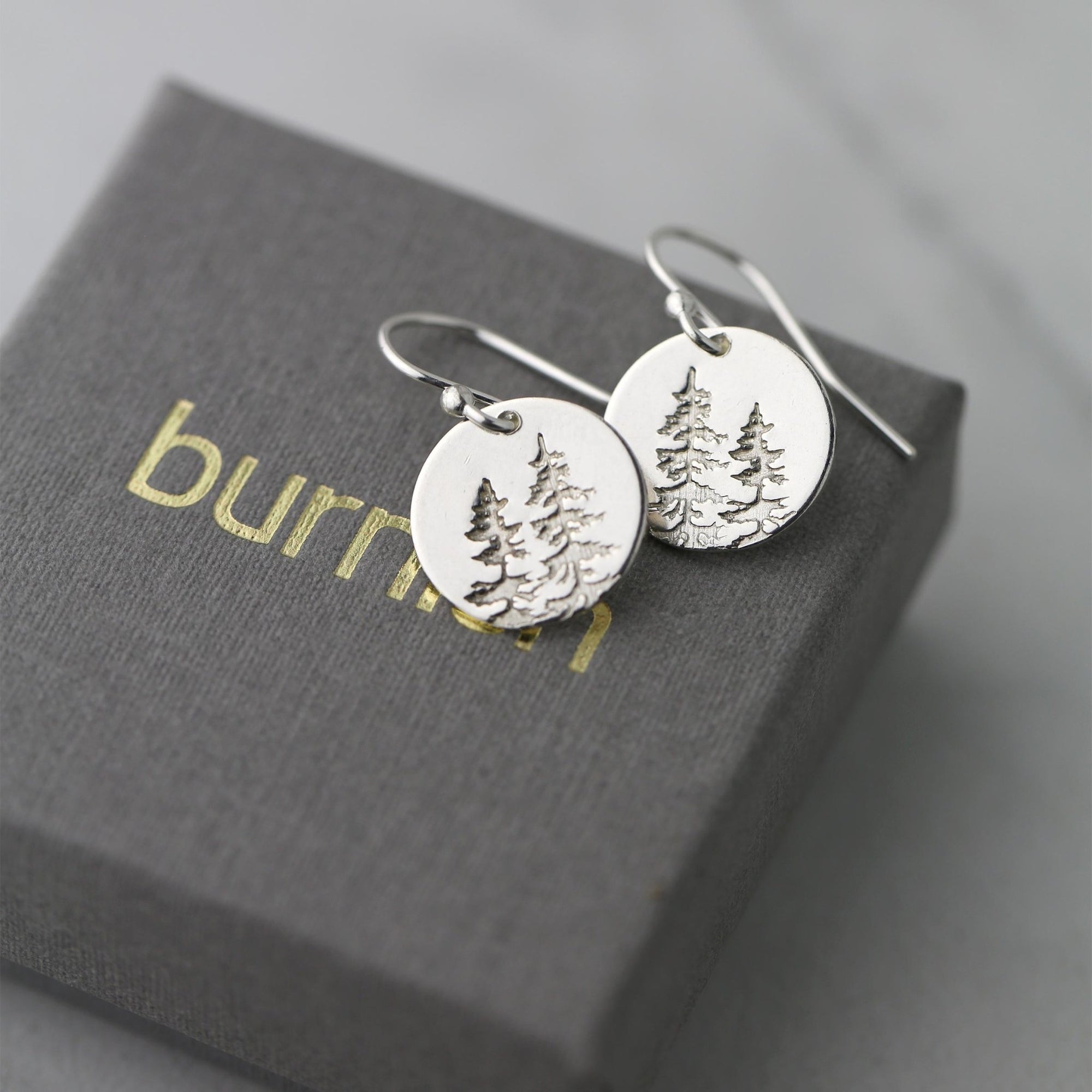 Silver Forest Medium Disc Earrings jewelry handmade by Burnish
