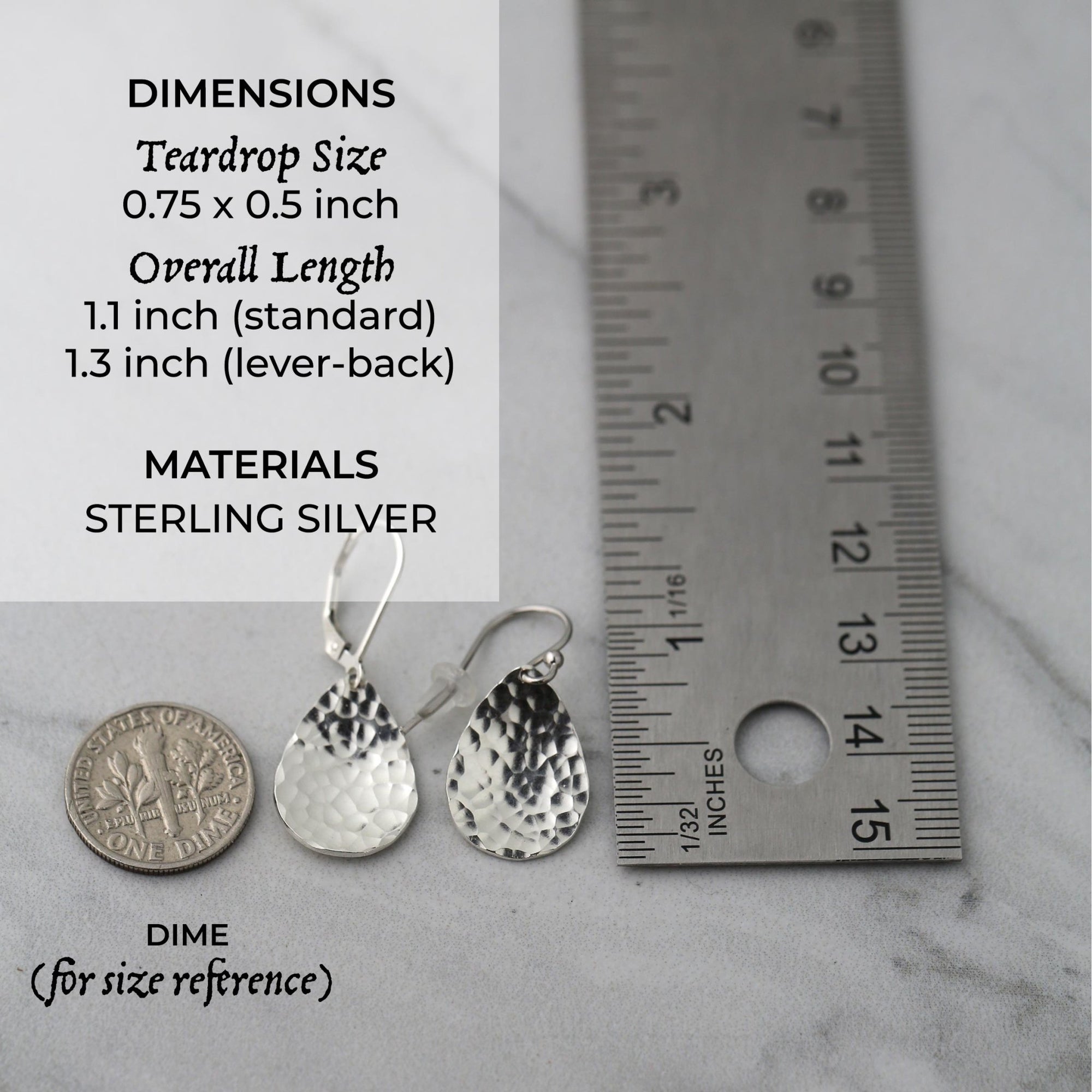 Silver Hammered Teardrop Earrings jewelry handmade by Burnish
