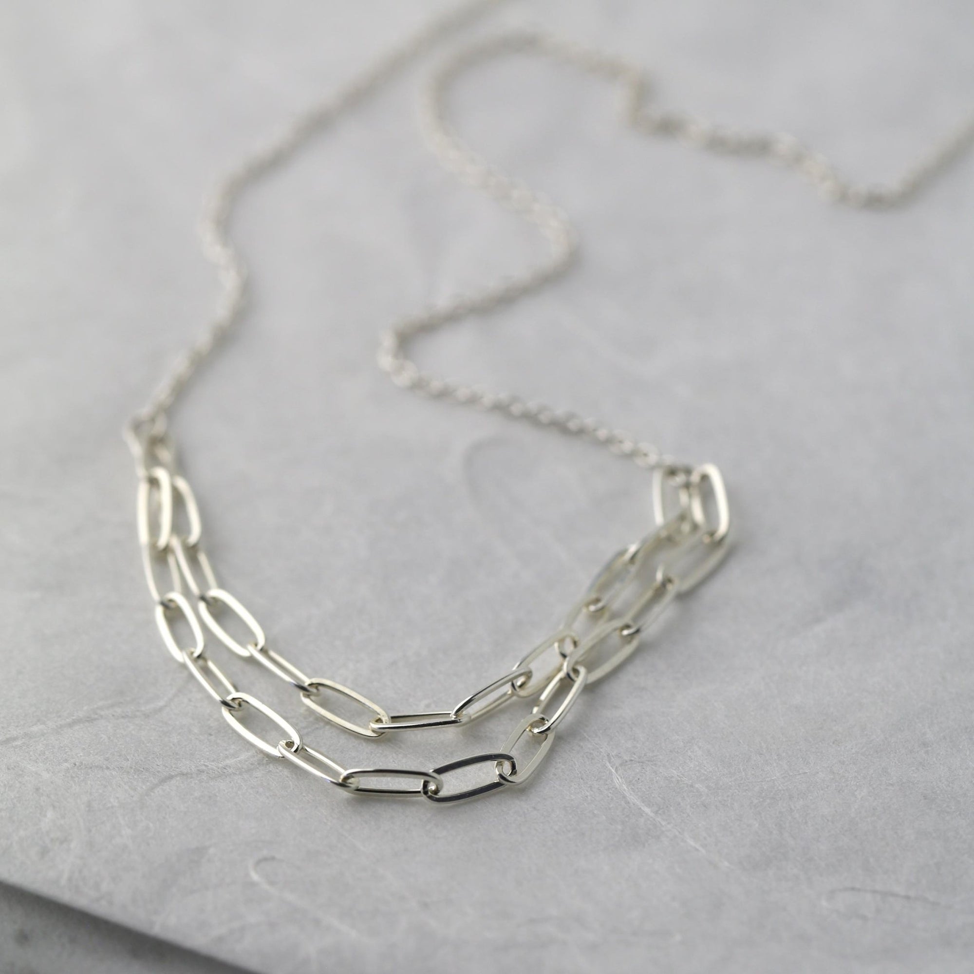 Silver or Gold Layered Chain Necklace jewelry handmade by Burnish