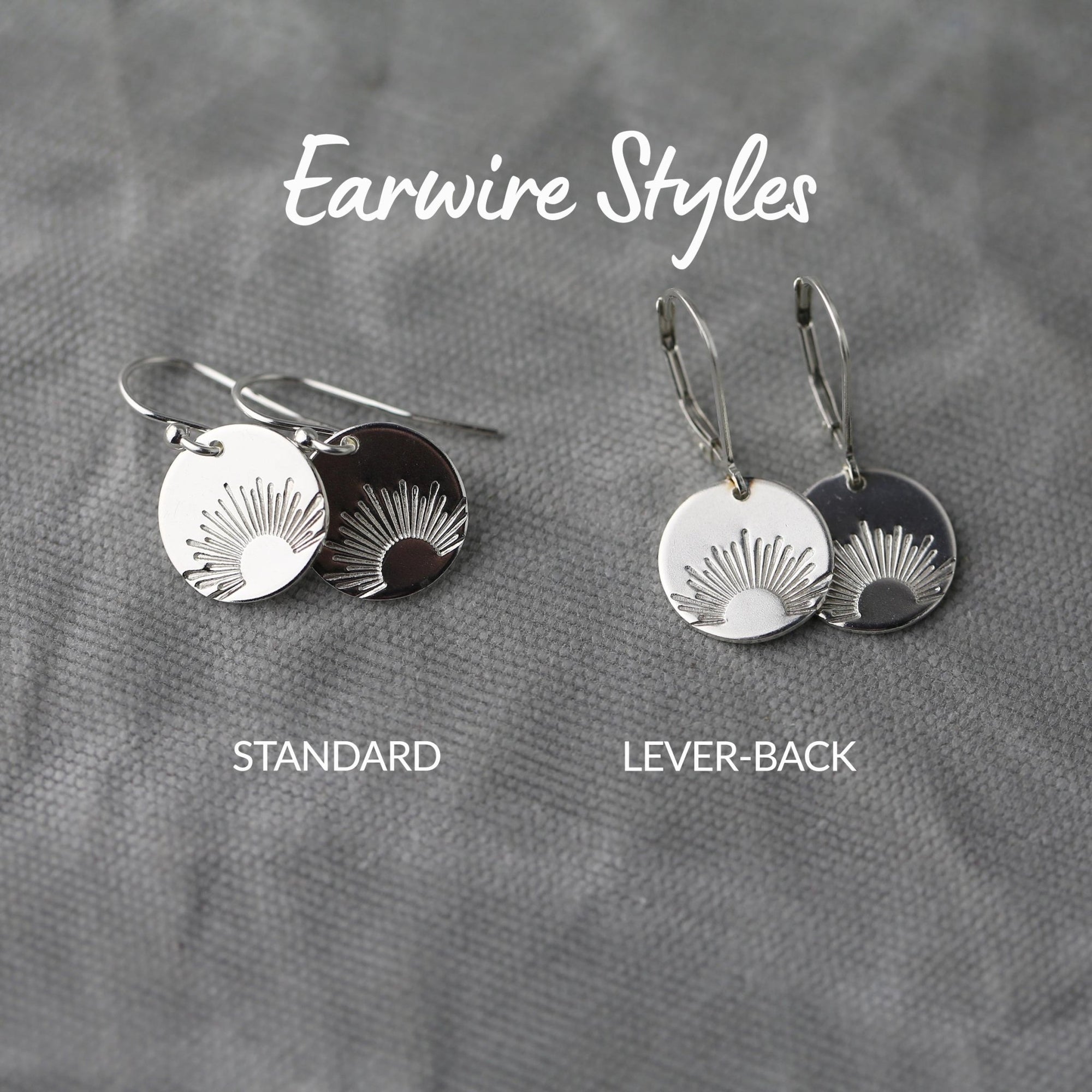 Silver Stamped Sunrise Earrings jewelry handmade by Burnish
