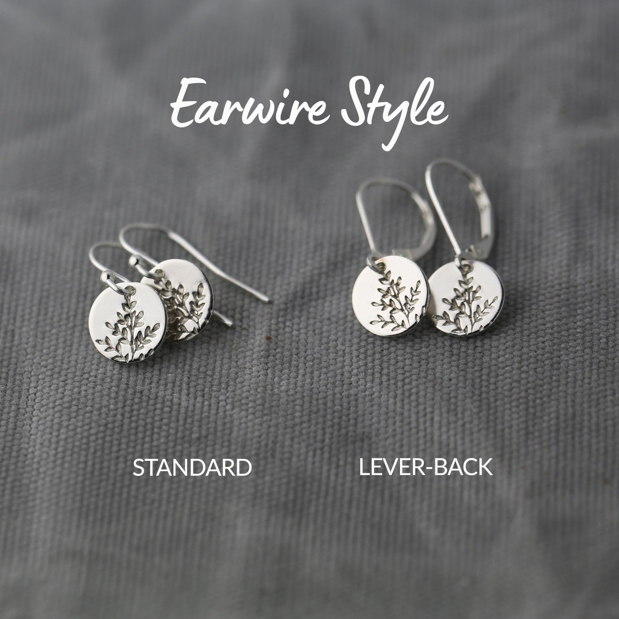 Silver Wildflower Tiny Disc Lever - back Earrings jewelry handmade by Burnish