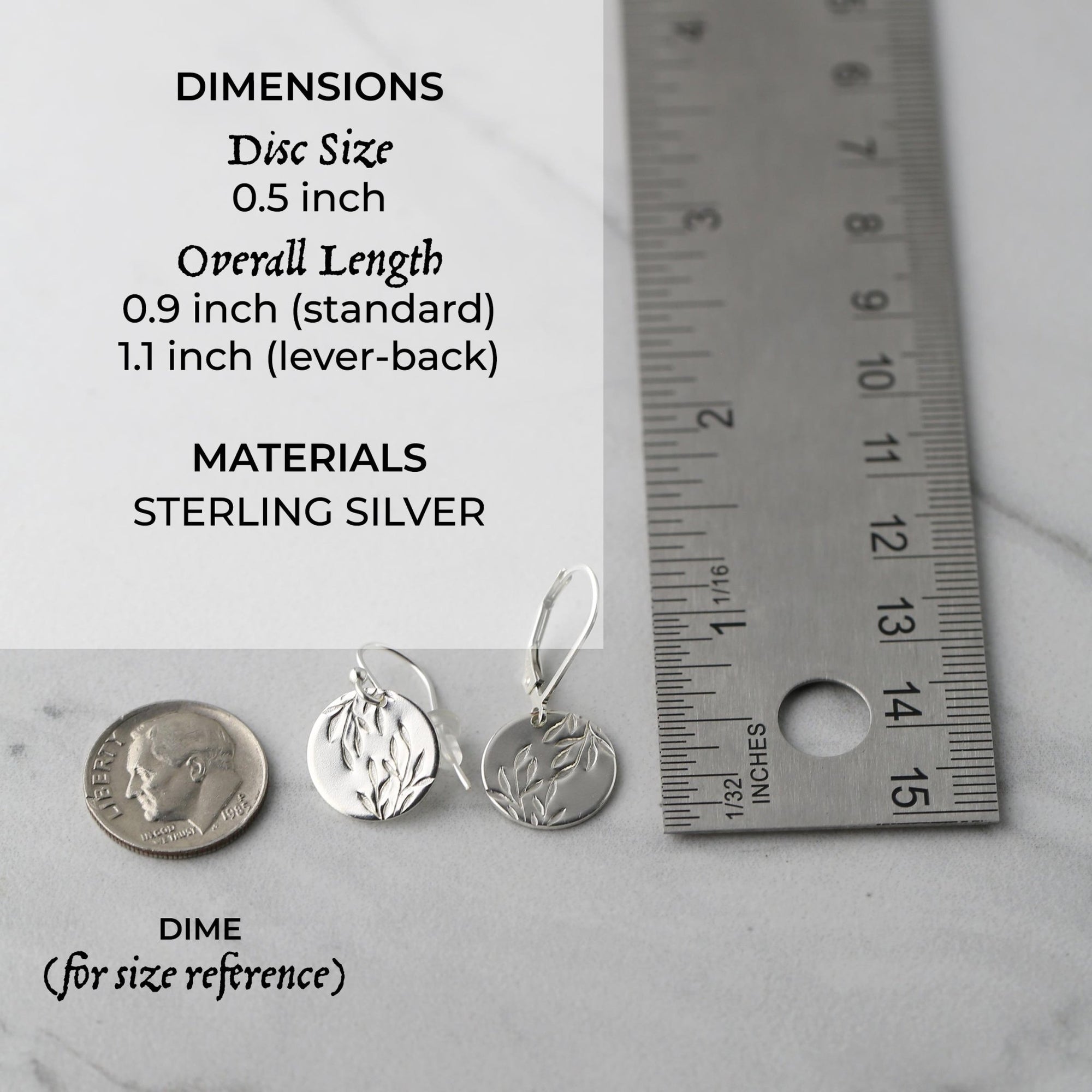 Silver Willow Leaves Medium Disc Earrings jewelry handmade by Burnish