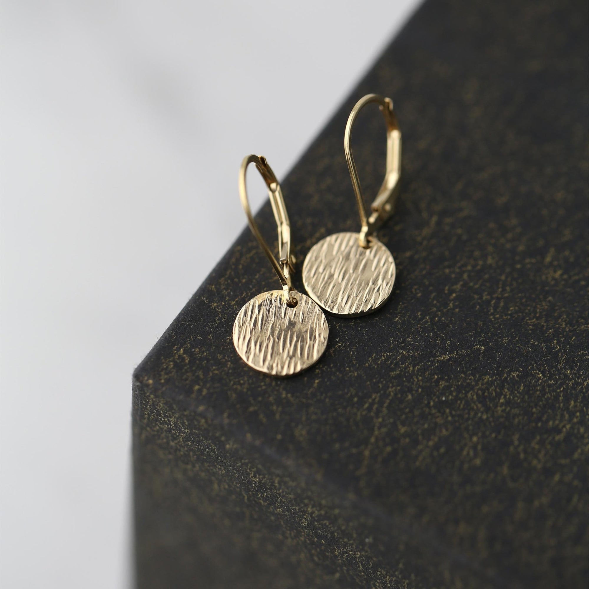 Small Dainty Rain Texture Earrings jewelry handmade by Burnish
