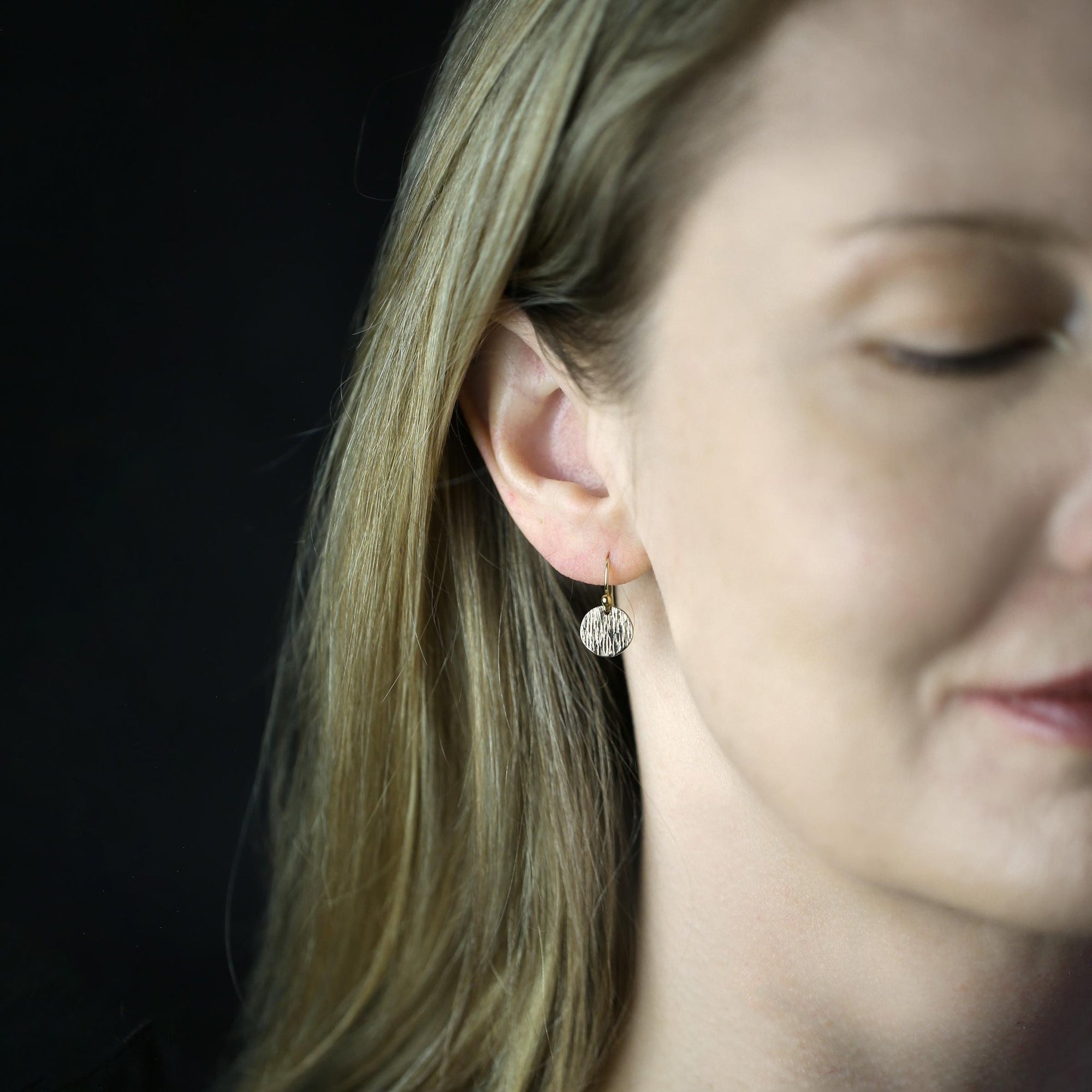 Small Dainty Rain Texture Earrings jewelry handmade by Burnish