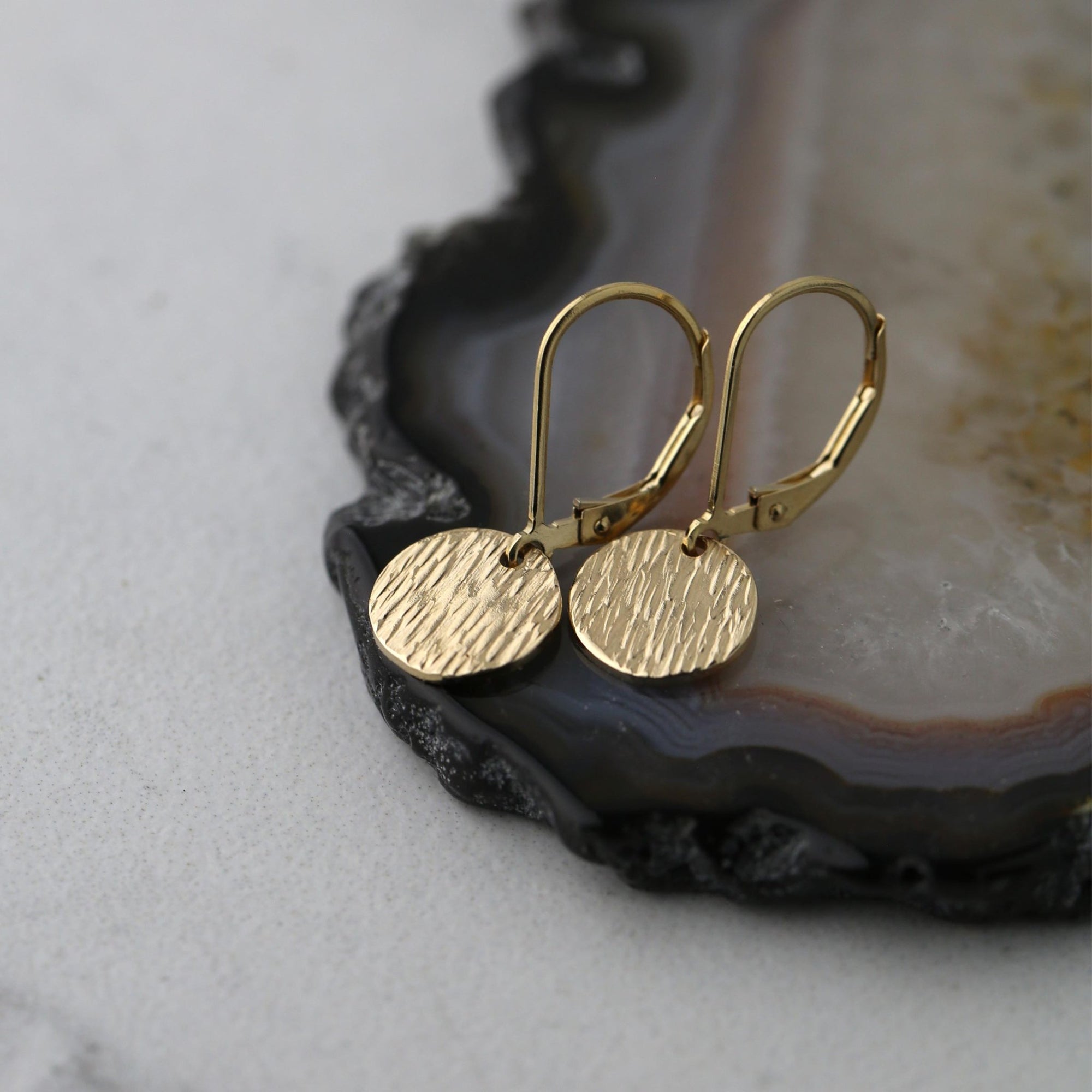 Small Dainty Rain Texture Earrings jewelry handmade by Burnish