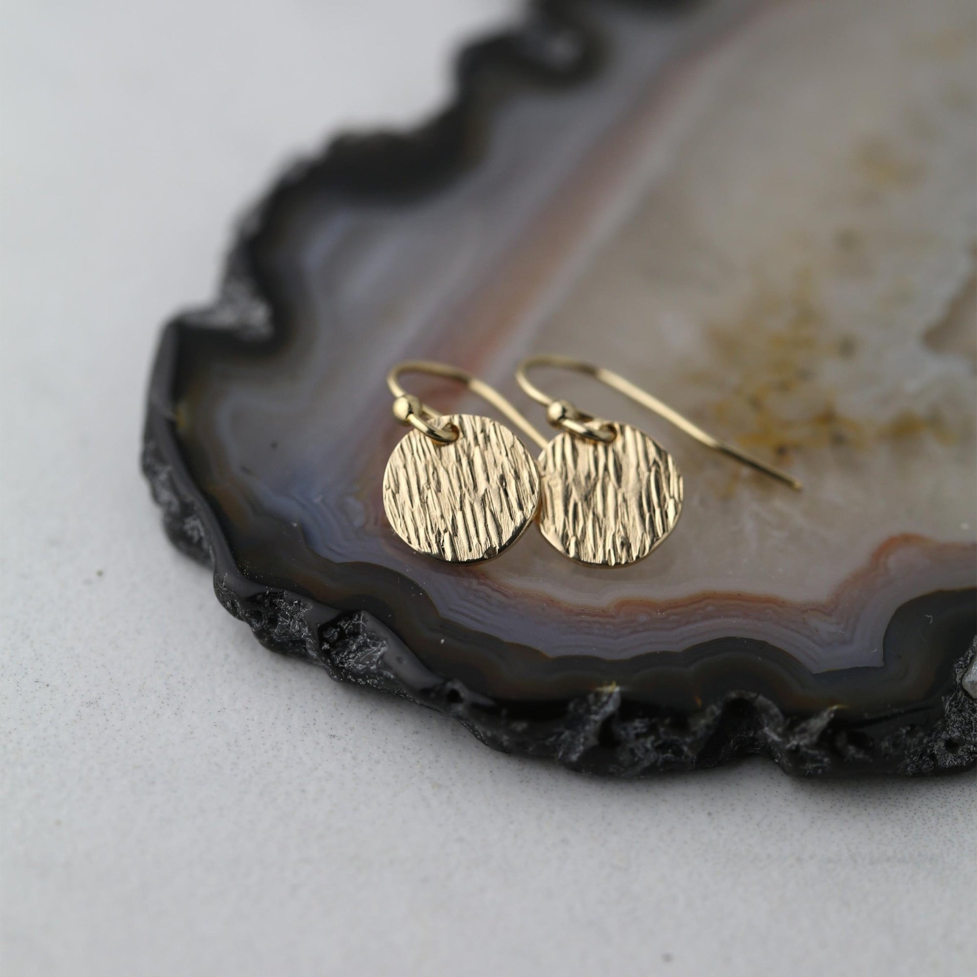 Small Dainty Rain Texture Earrings jewelry handmade by Burnish