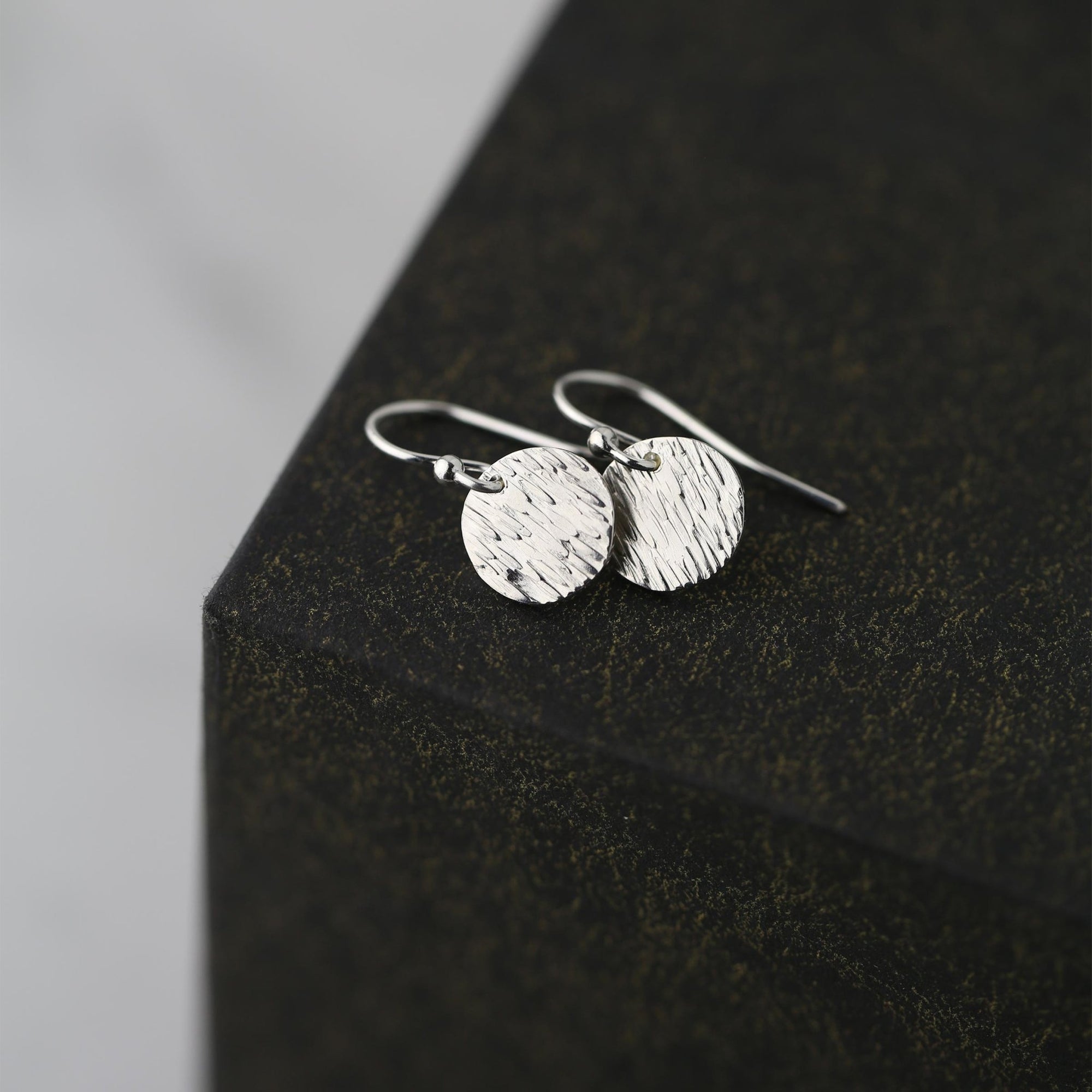 Small Dainty Rain Texture Earrings jewelry handmade by Burnish