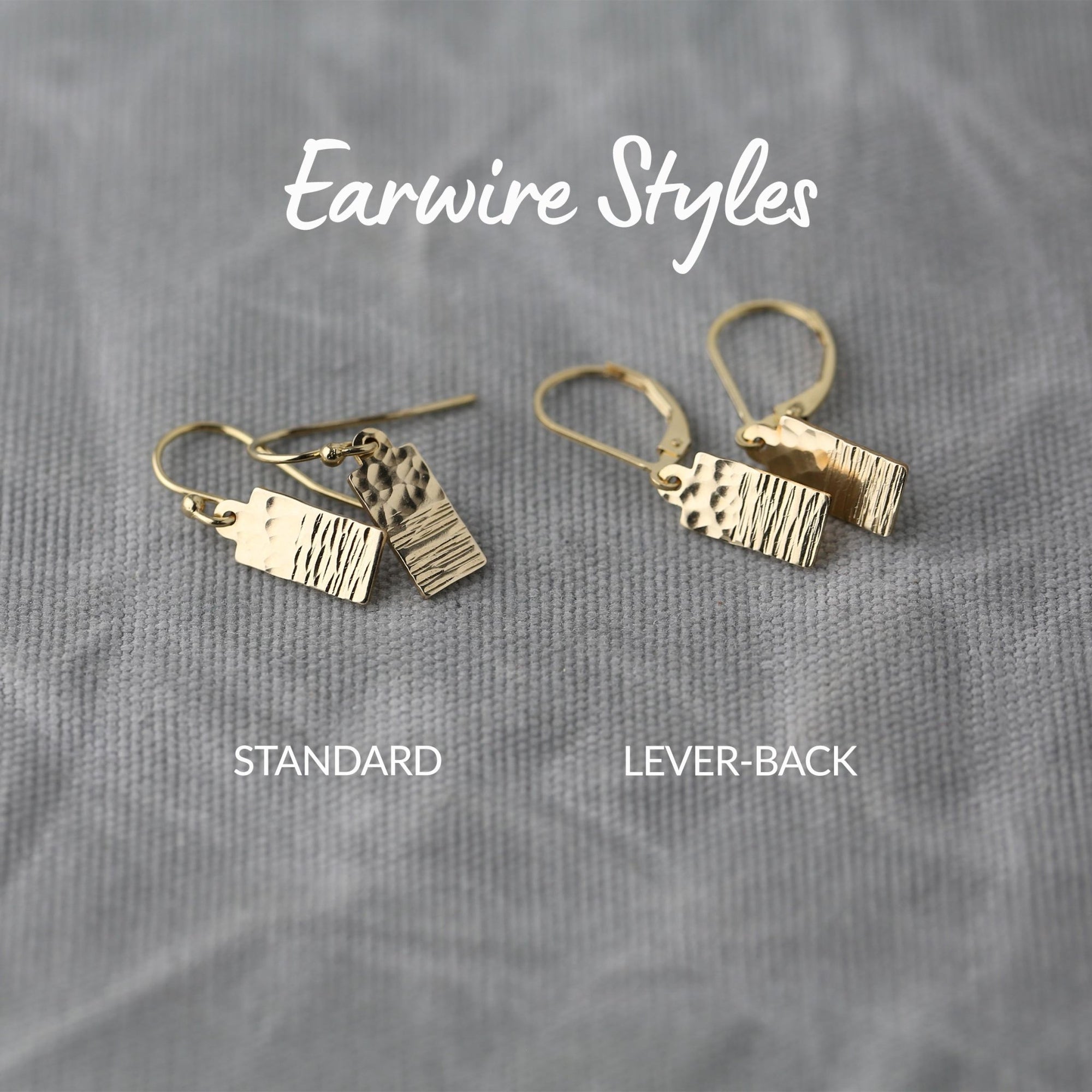 Tiny Gold Duo Texture Tag Earrings jewelry handmade by Burnish