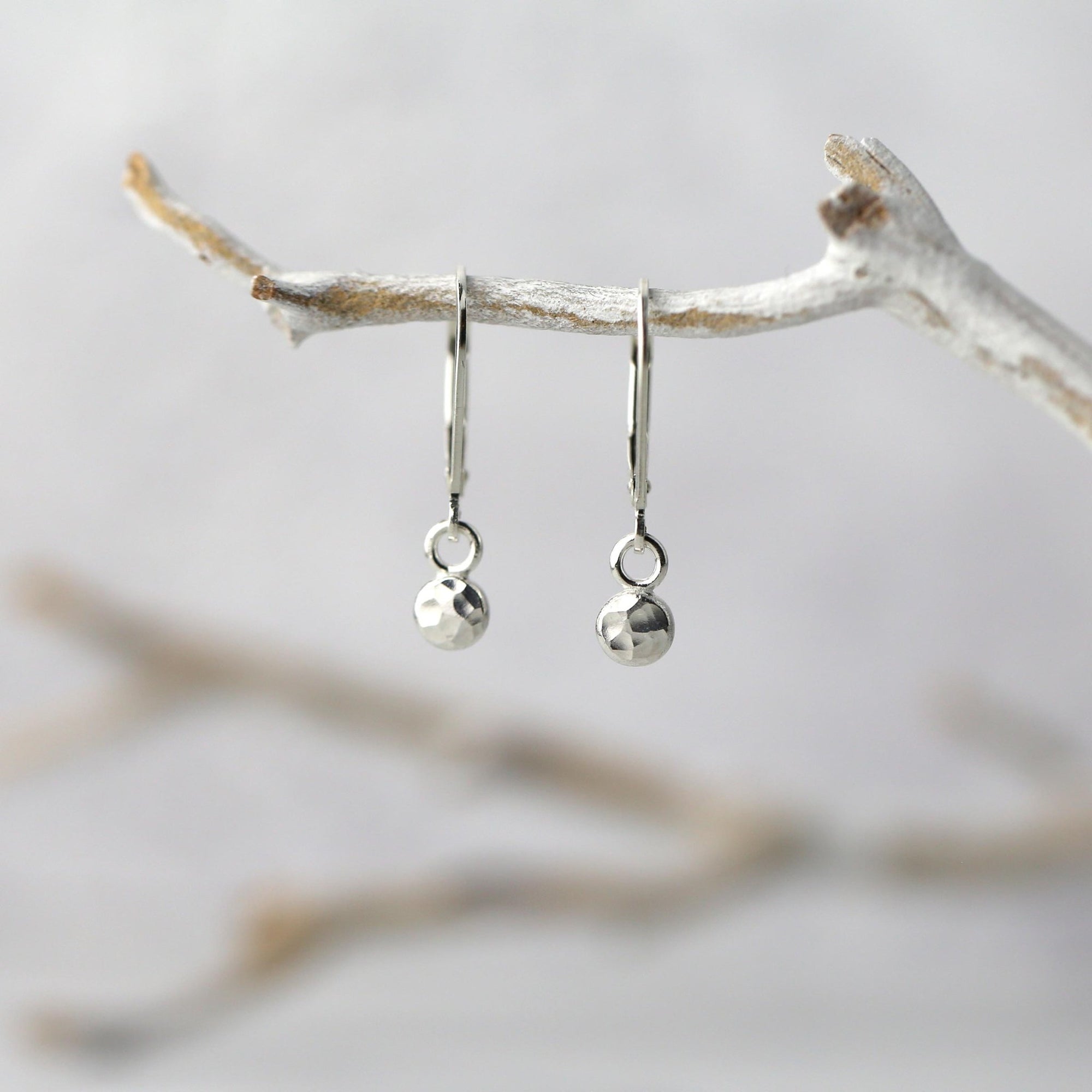 Tiny Hammered Dot Earrings jewelry handmade by Burnish