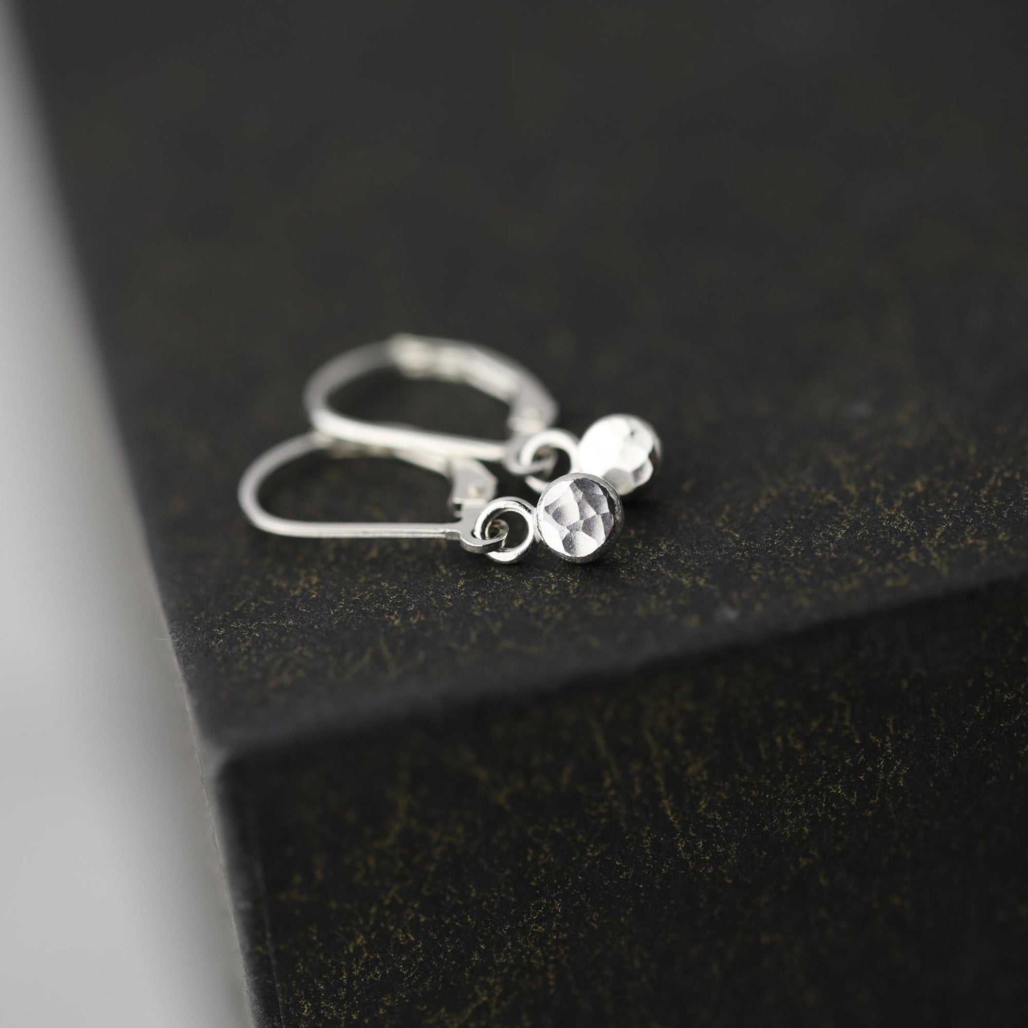 Tiny Hammered Dot Earrings jewelry handmade by Burnish