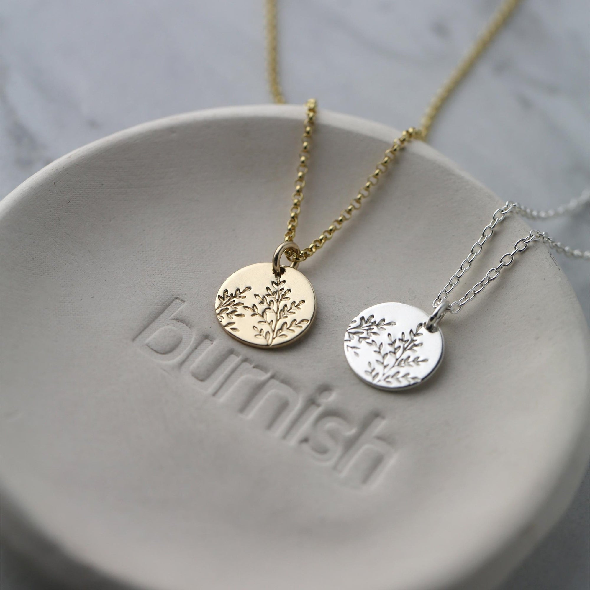 Wildflower Disc Necklace jewelry handmade by Burnish