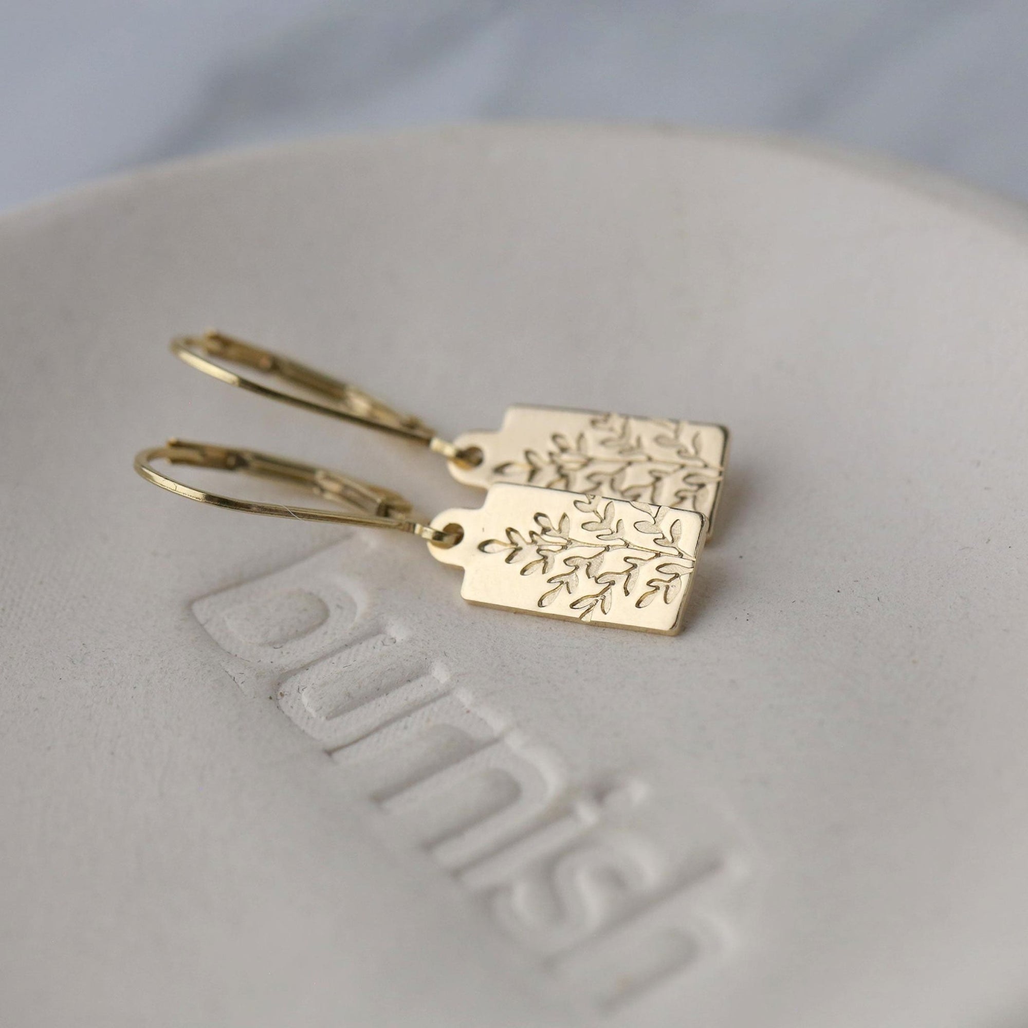 Wildflower Gold Mini Tag Earrings jewelry handmade by Burnish