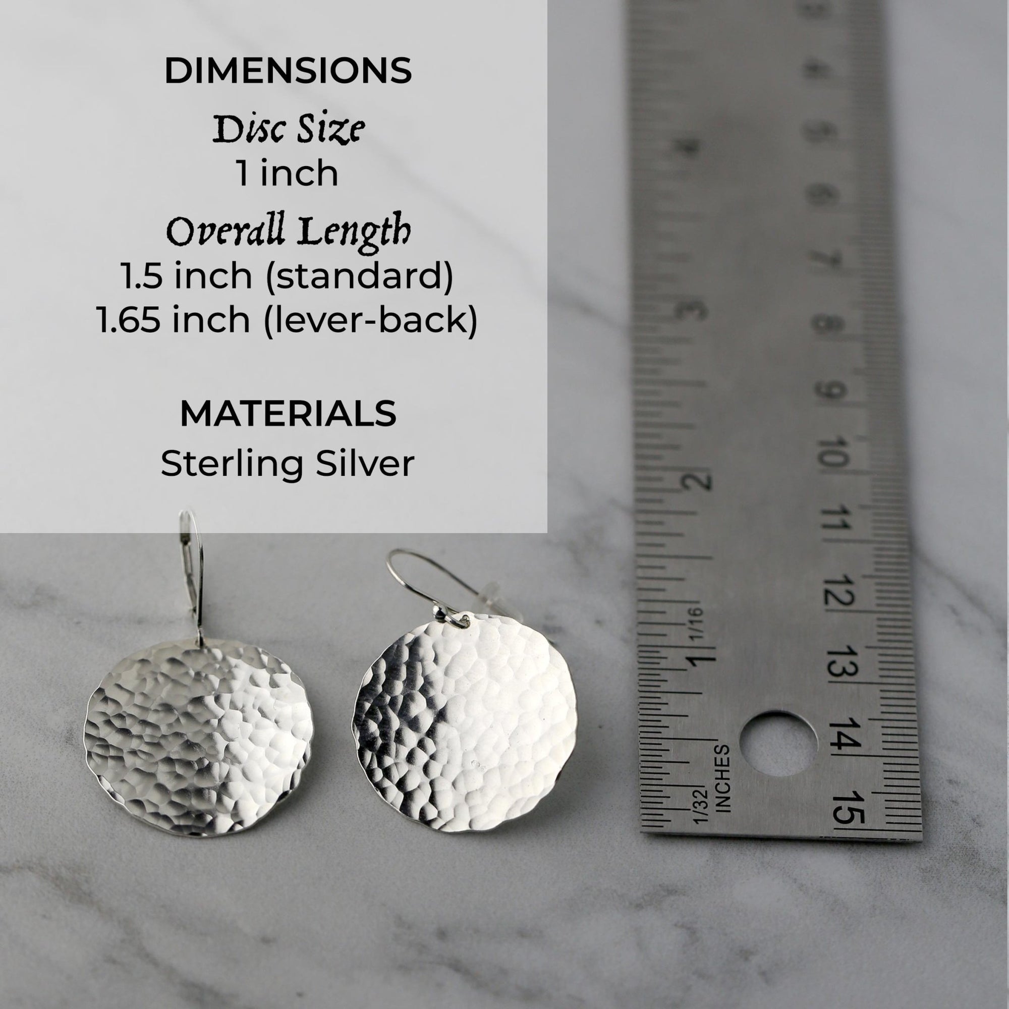 X - Large Hammered Silver Disc Earrings jewelry handmade by Burnish