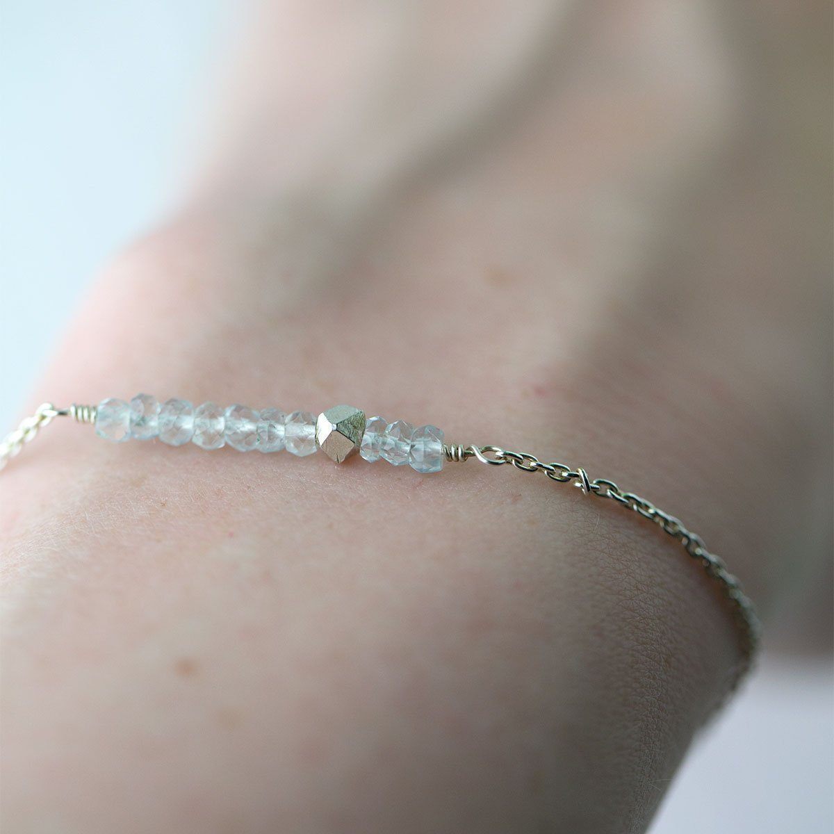 Aquamarine Gemstone Bracelet jewelry handmade by Burnish