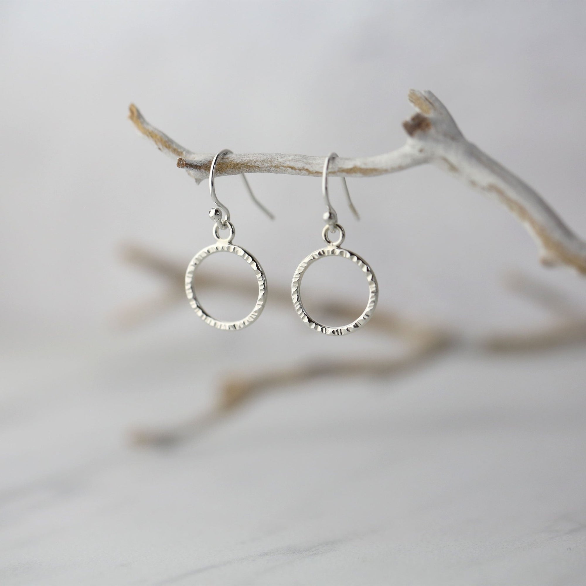 Bark Textured Circle Earrings