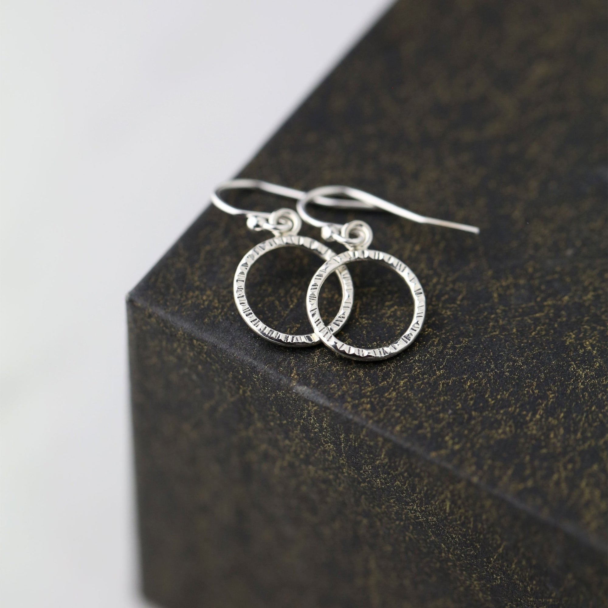 Bark Textured Circle Earrings