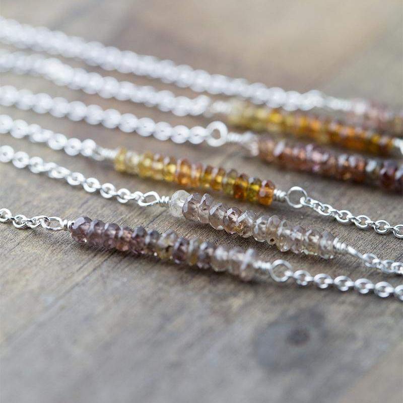 Dainty Tundra Sapphire Bar Necklace jewelry handmade by Burnish