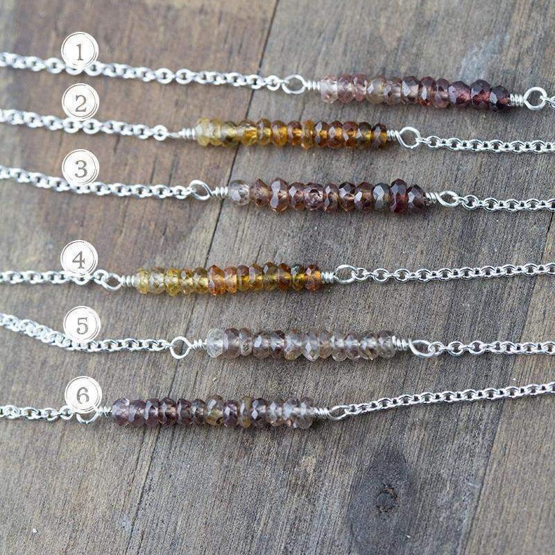 Dainty Tundra Sapphire Bar Necklace jewelry handmade by Burnish