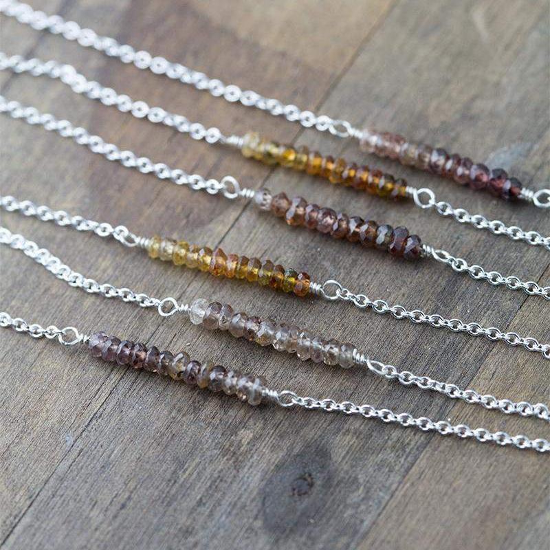 Dainty Tundra Sapphire Bar Necklace jewelry handmade by Burnish