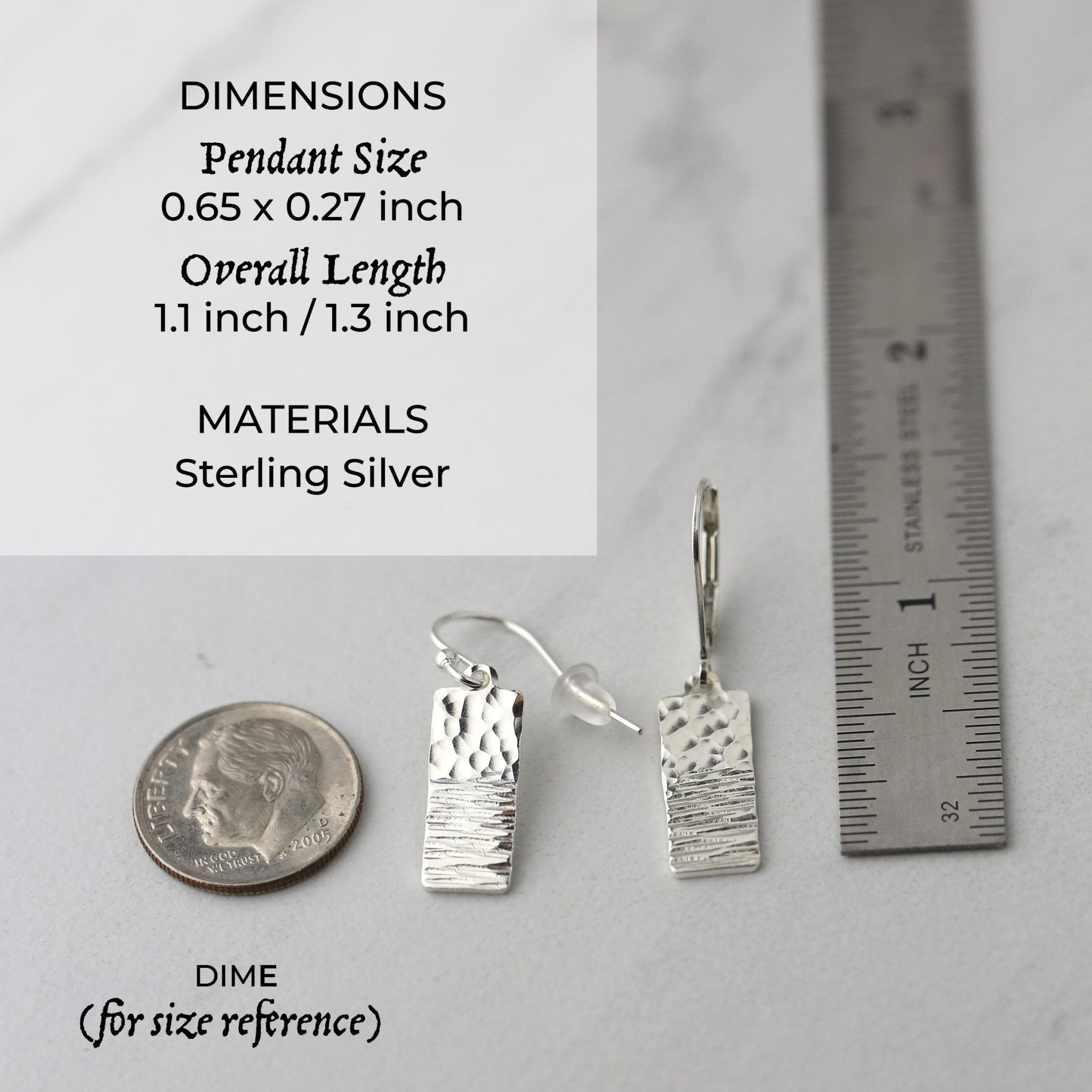 Duo Textured Silver Rectangular Earrings handmade by Burnish