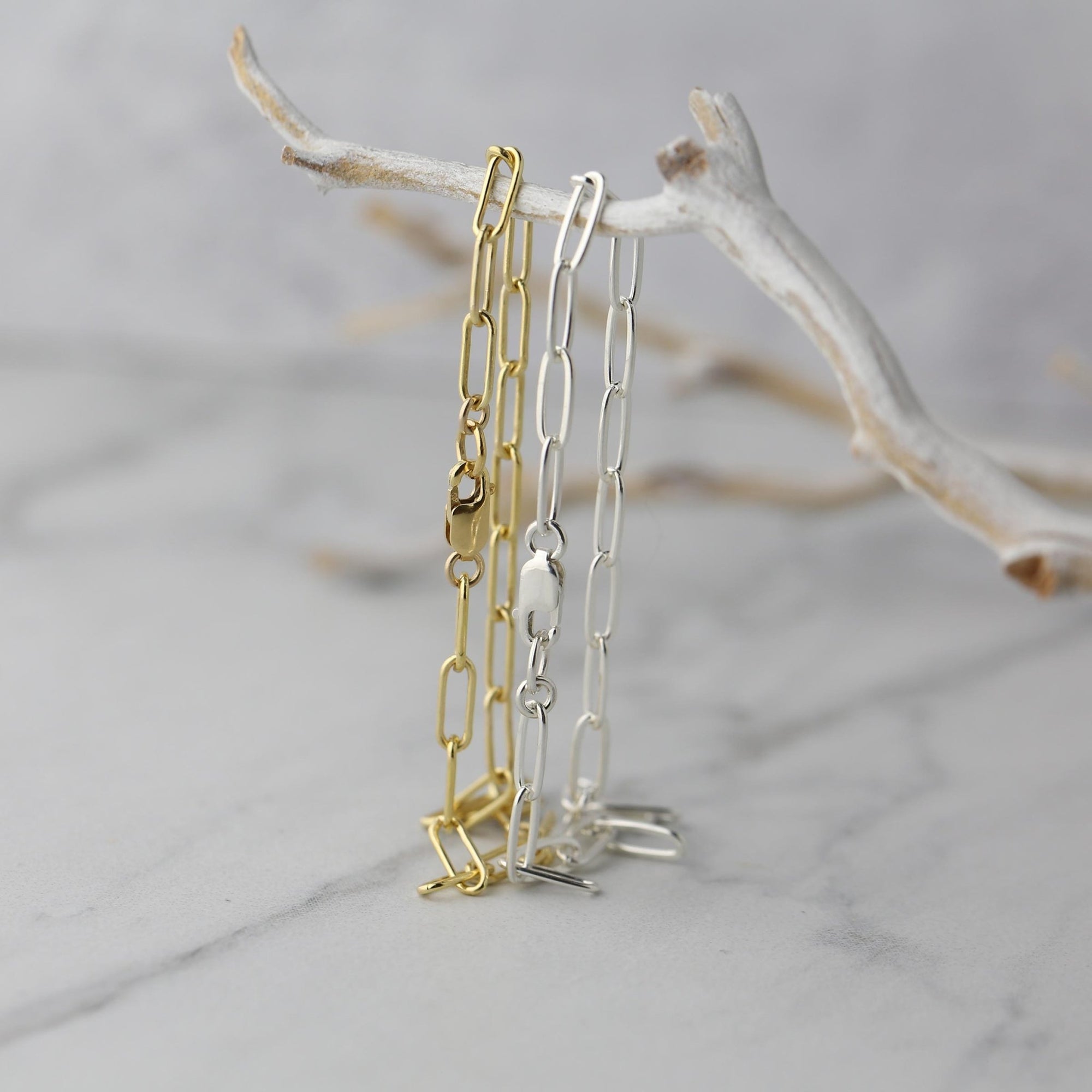 Elegant Elongated Link Chain Bracelet jewelry handmade by Burnish